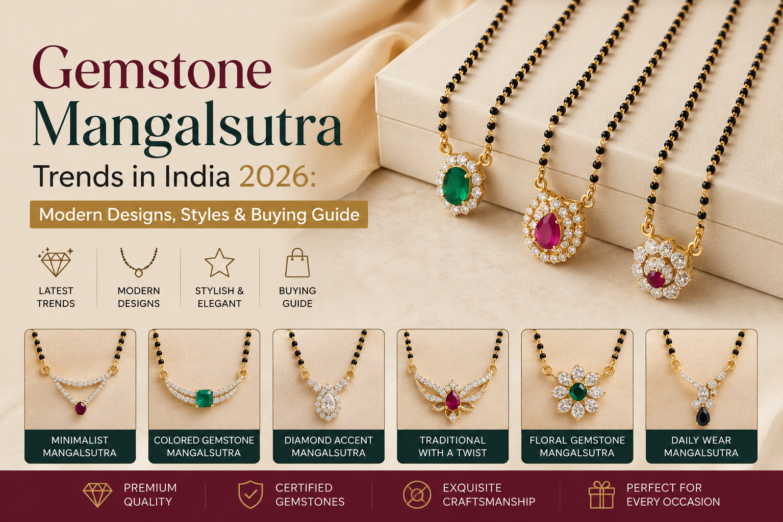 Gemstone Mangalsutra Trends in India 2026: Modern Designs, Styles & Buying Guide