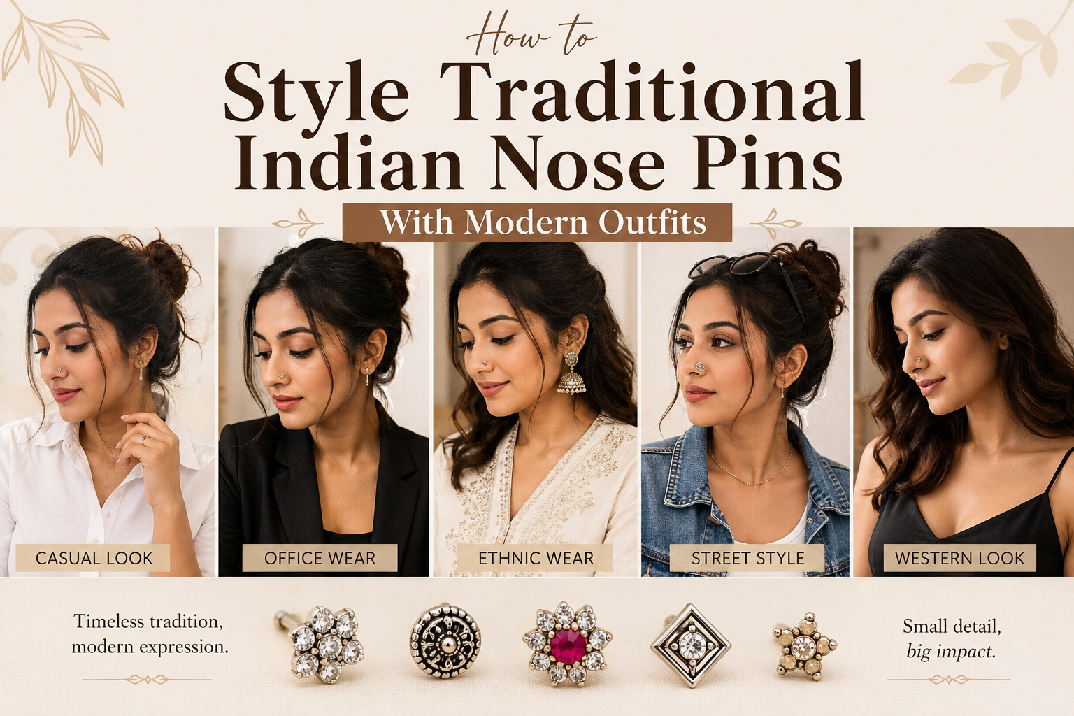Traditional Indian Nose Pins With Modern Outfits