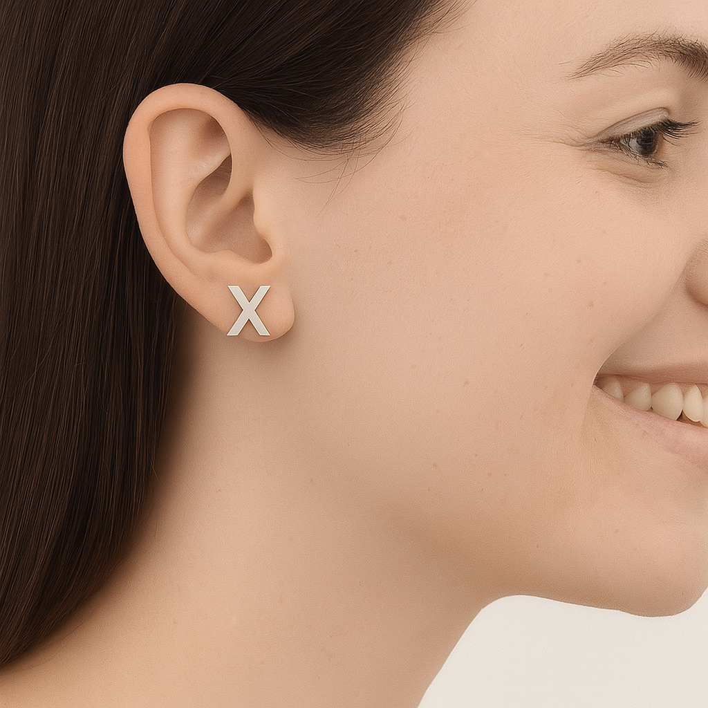Initial "X" Monogram Stud Earring – Sterling Silver
