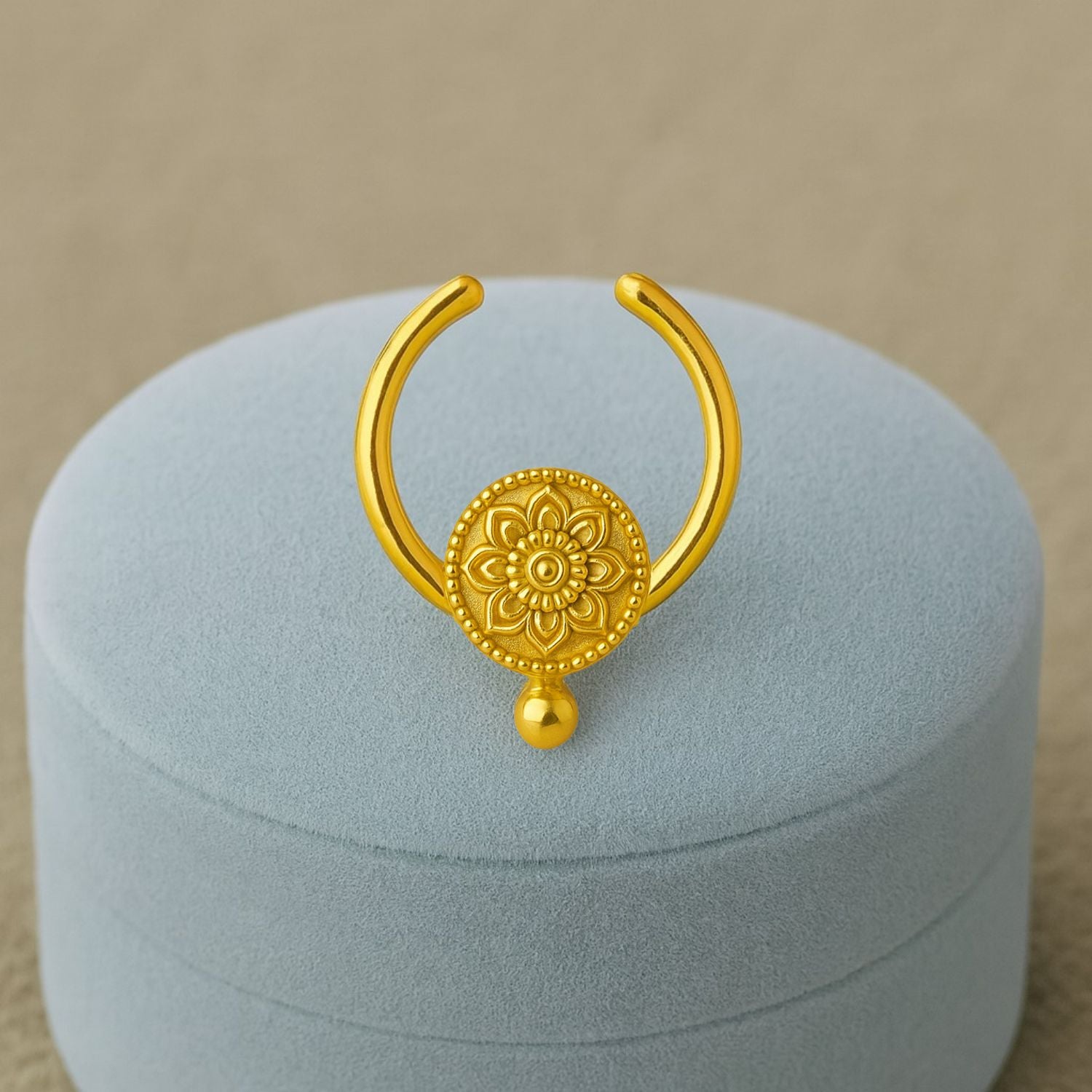 Floral Mandala Septum Nose Pin – Sterling Silver Gold Plated