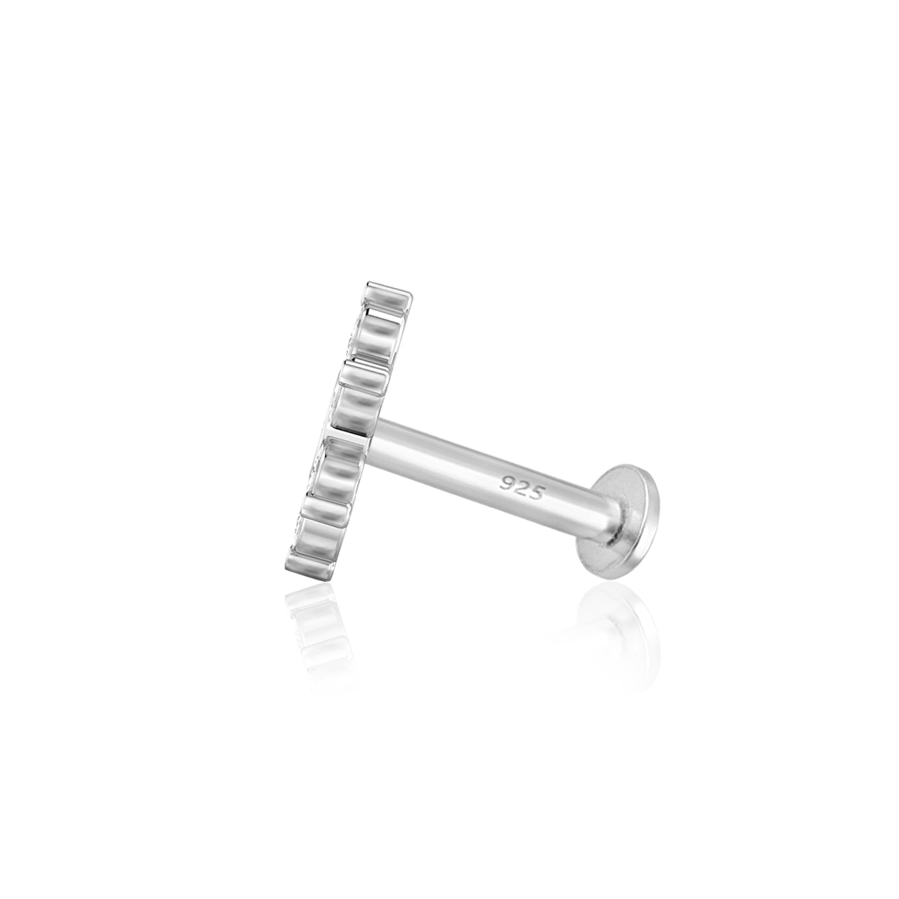 White CZ Triangle Nose Pin - Sterling Silver
