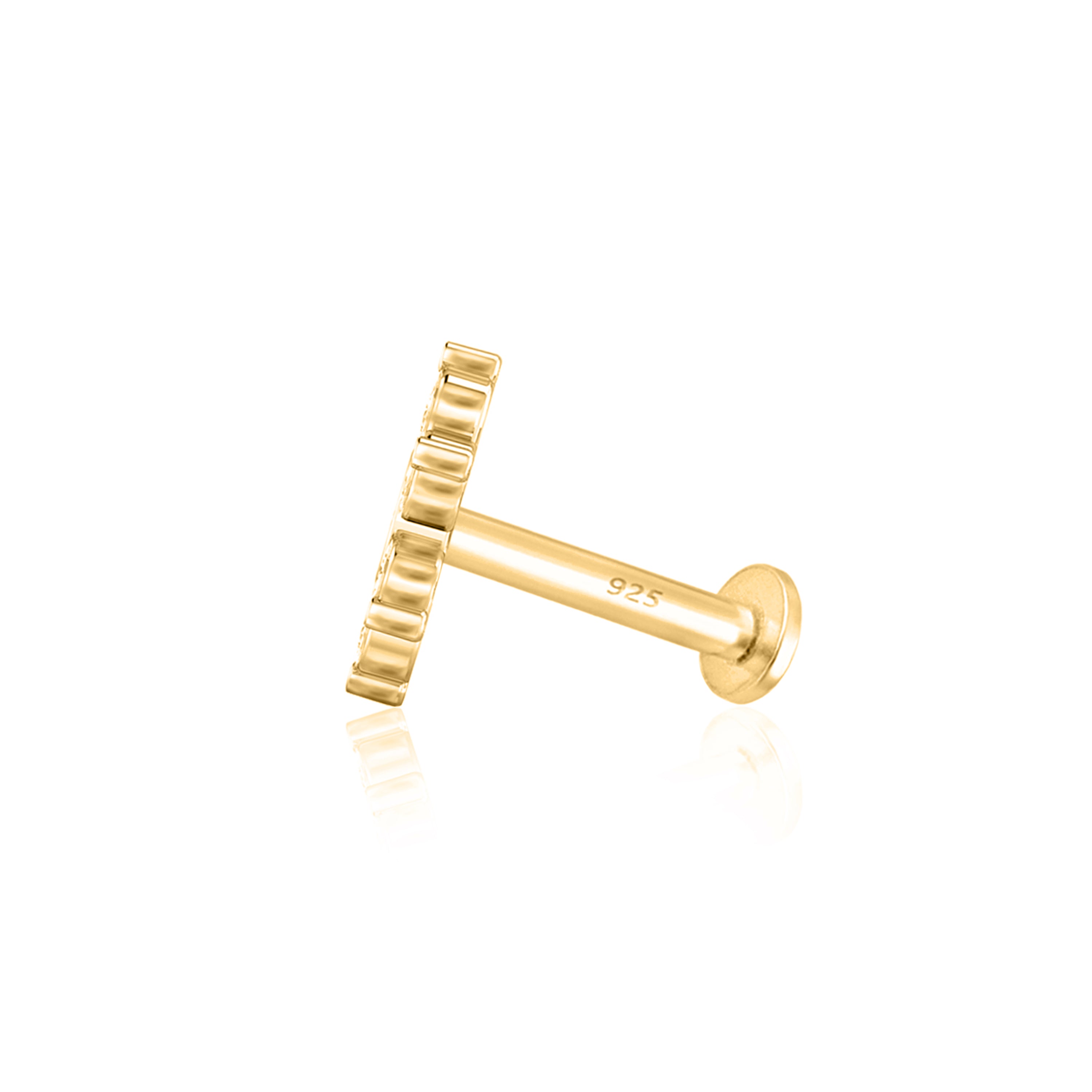 White CZ Triangle Nose Pin - Sterling Silver Gold Plated