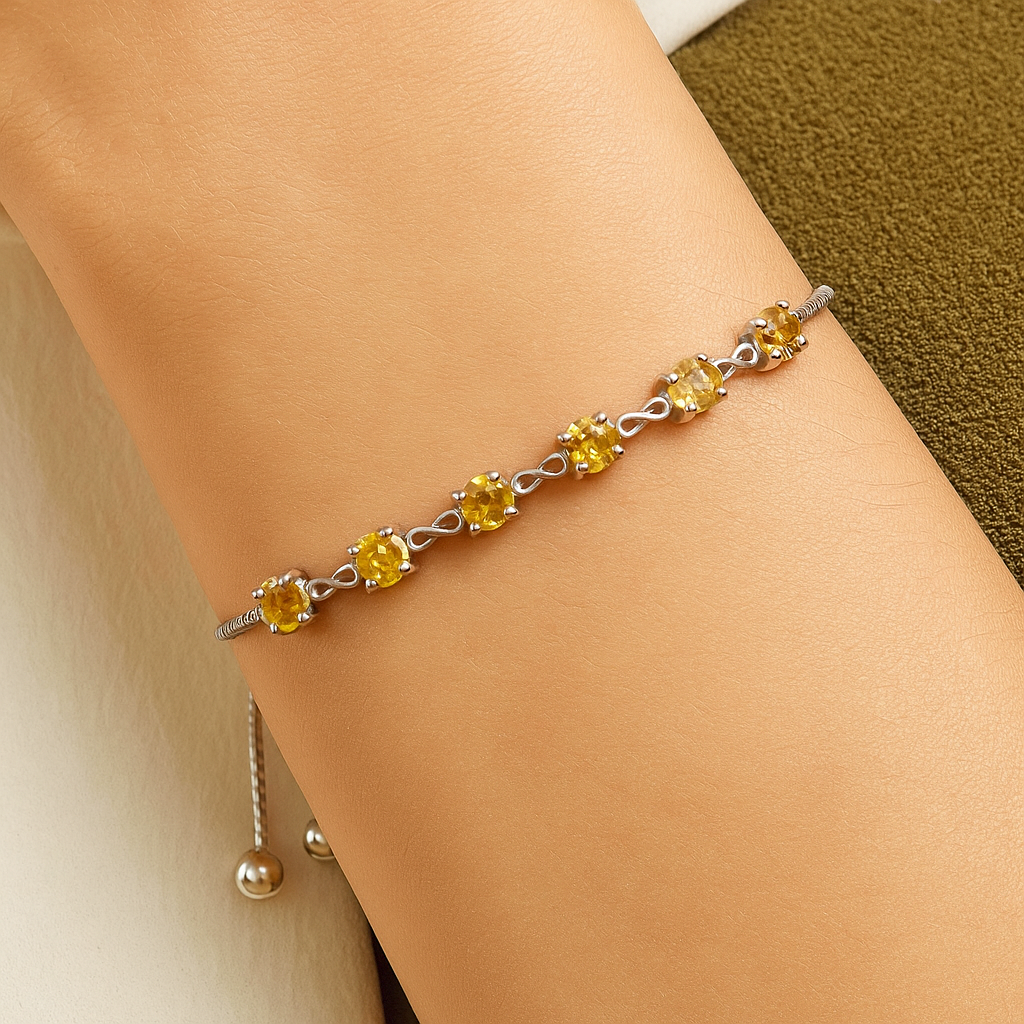 Citrine Tennis Bracelet – 925 Sterling Silver
