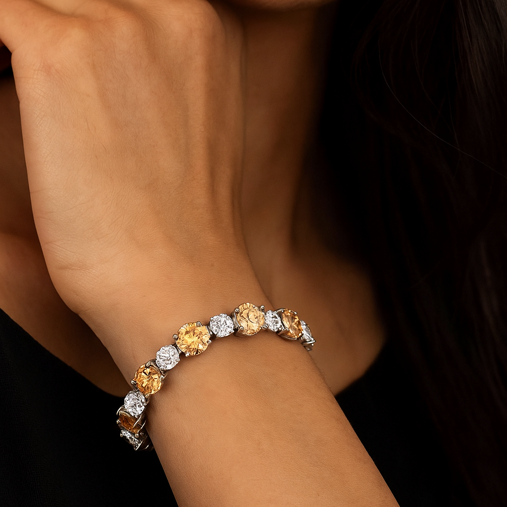 Smoky Quartz Tennis Bracelet – 925 Sterling Silver