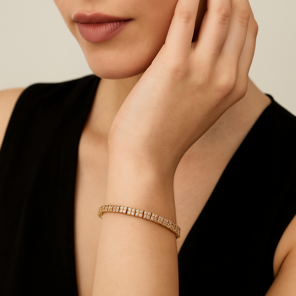 Bracciale tennis con diamanti champagne – Argento Sterling 925