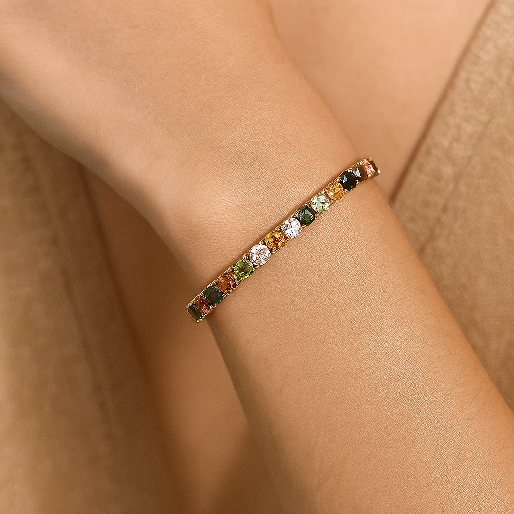 Multi Tourmaline Tennis Bracelet – 925 Sterling Silver