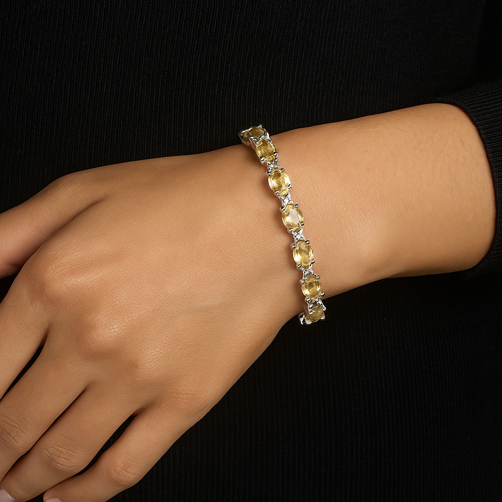 Citrine Tennis Bracelet – 925 Sterling Silver