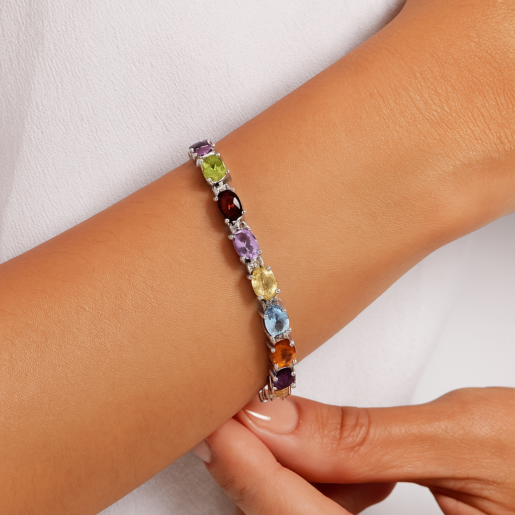 Multi Stone Tennis Bracelet – 925 Sterling Silver