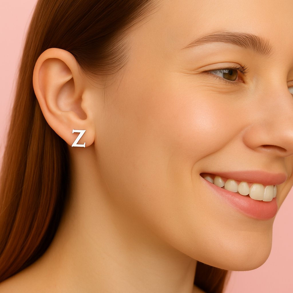 Initial "Z" Monogram Stud Earring – Sterling Silver
