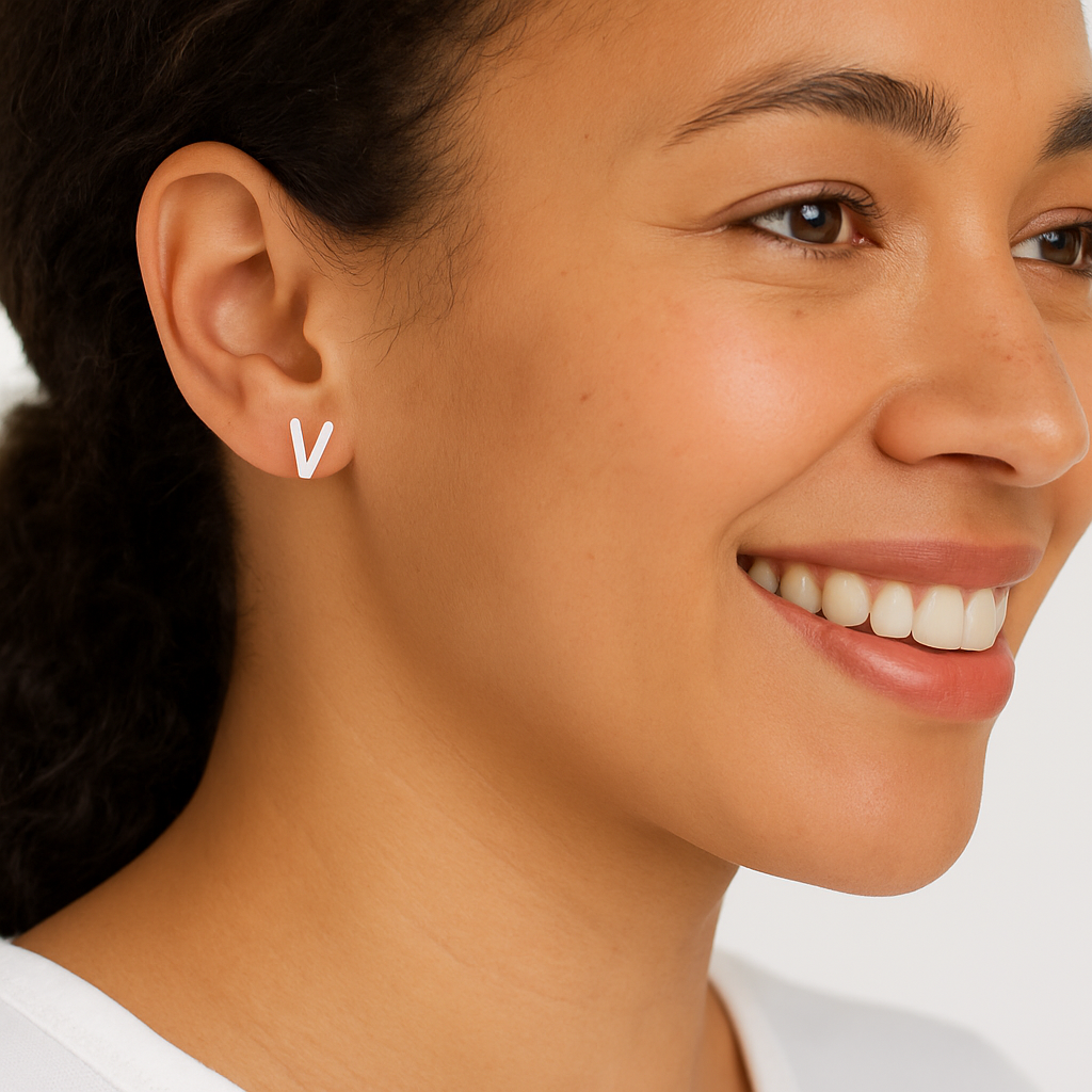 Initial "V" Monogram Stud Earring – Sterling Silver