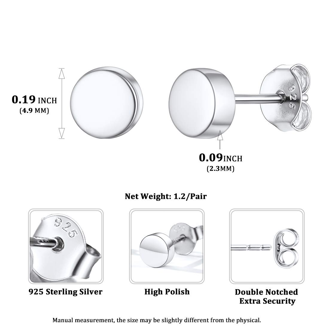 Round Disc Stud Earrings