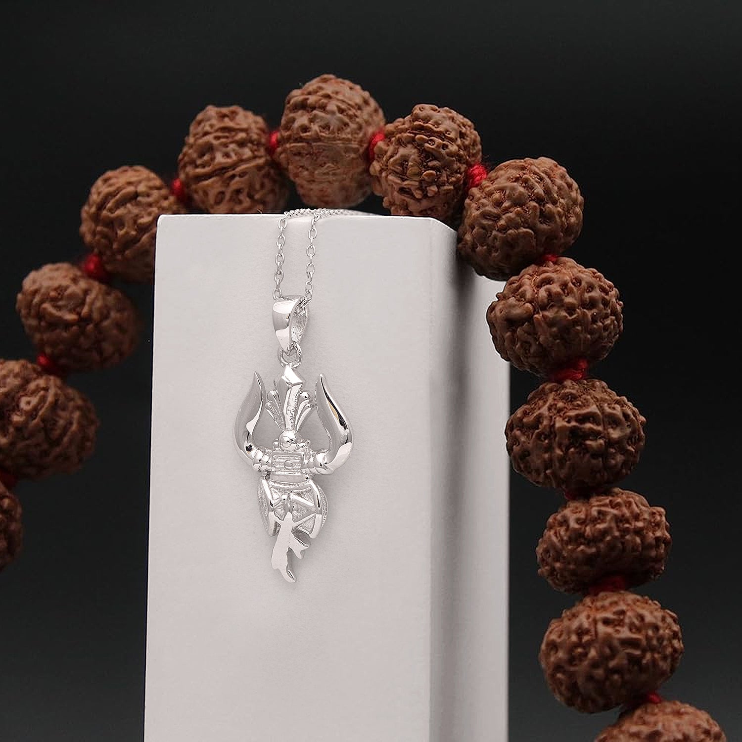 Collana religiosa indù Trishul in argento sterling 925