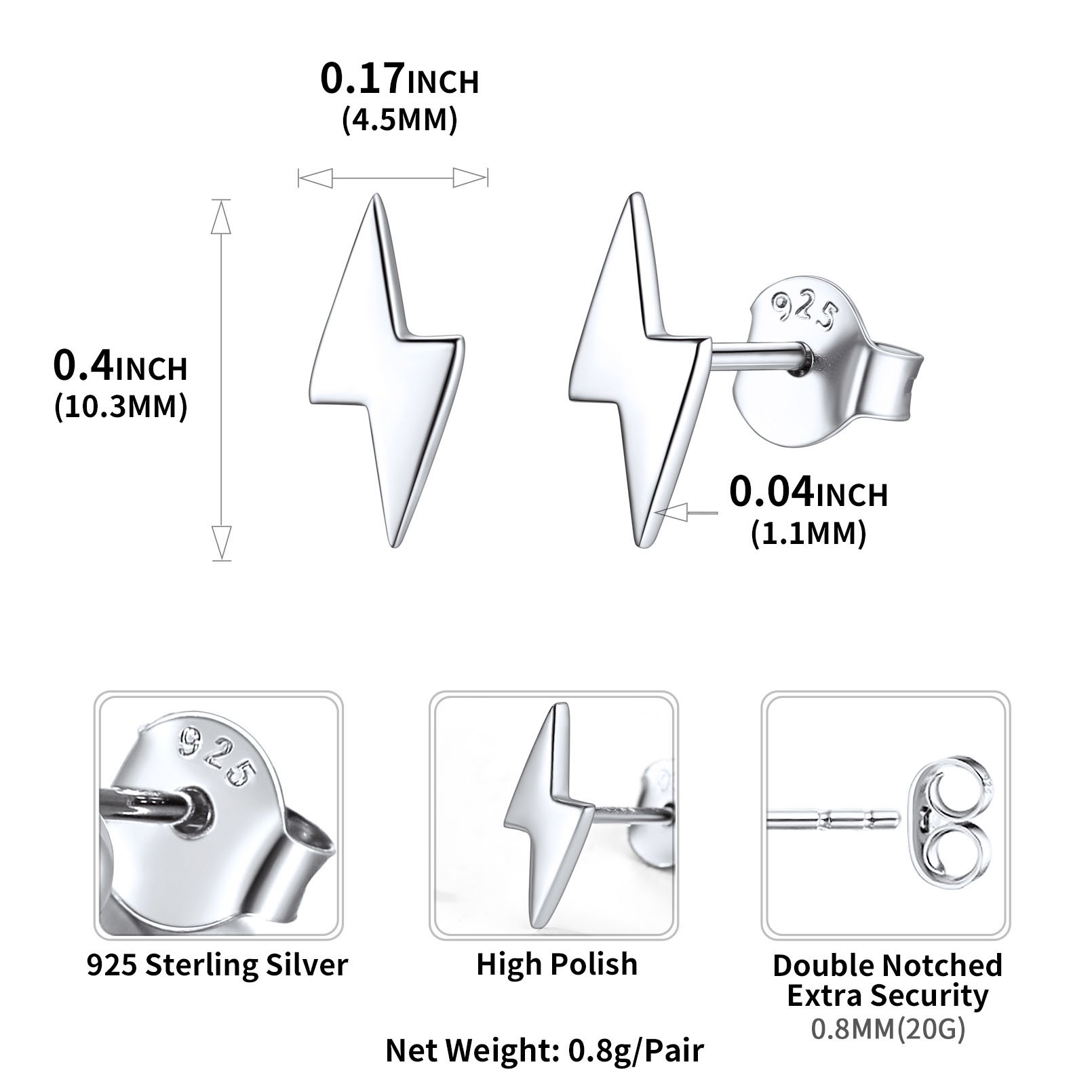 Lightning Bolt Stud Earrings