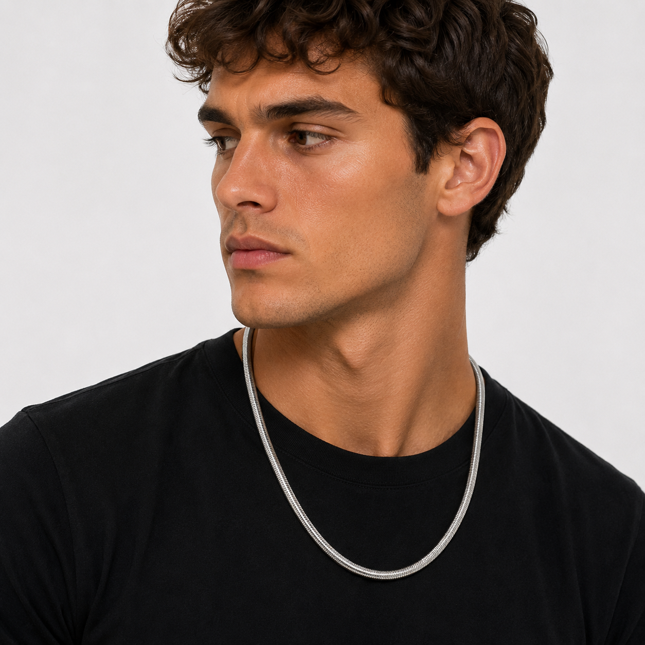 Thick Snake Chain Necklace - Sterling Silver