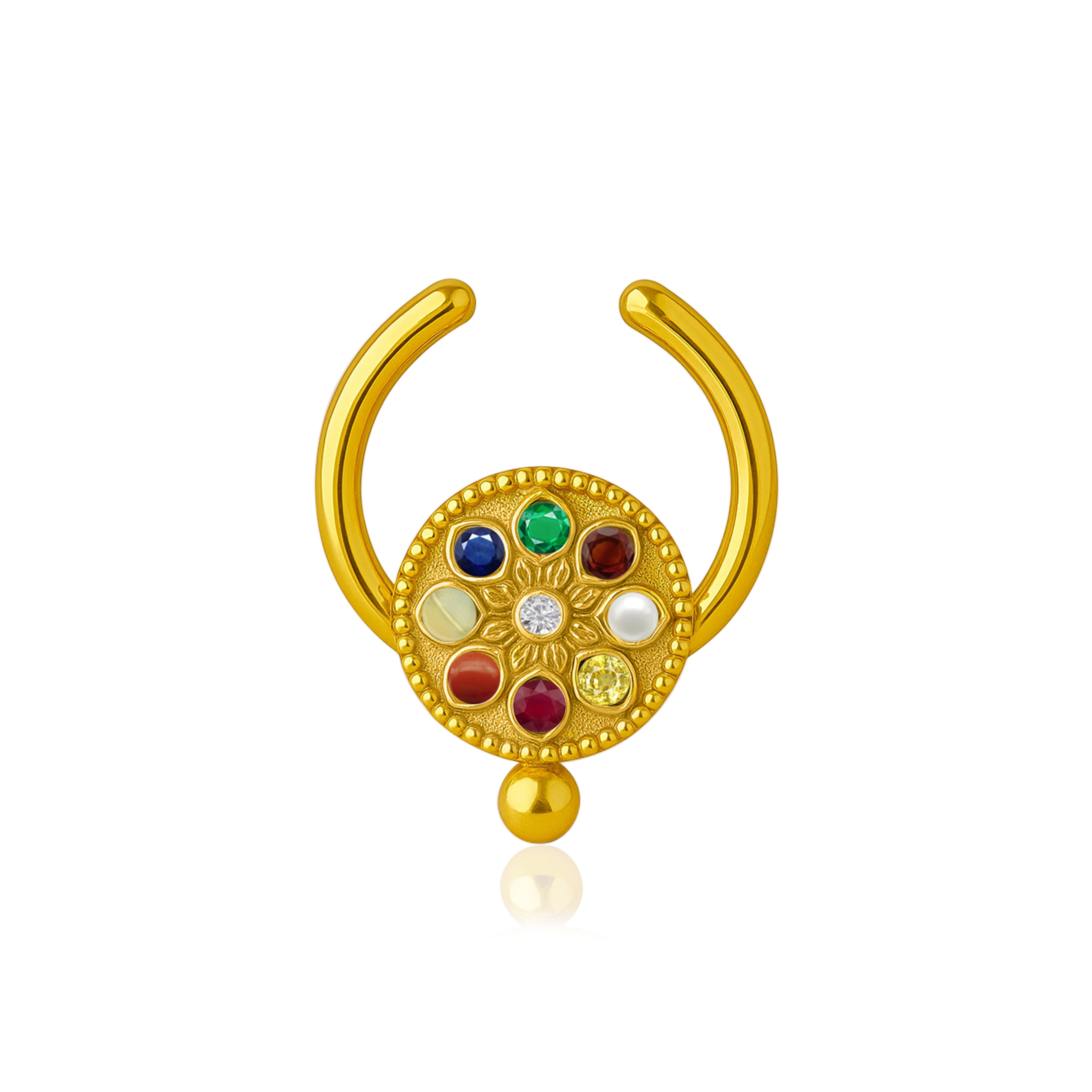 Perno da naso con pietra trasparente a grappolo floreale - Argento Sterling