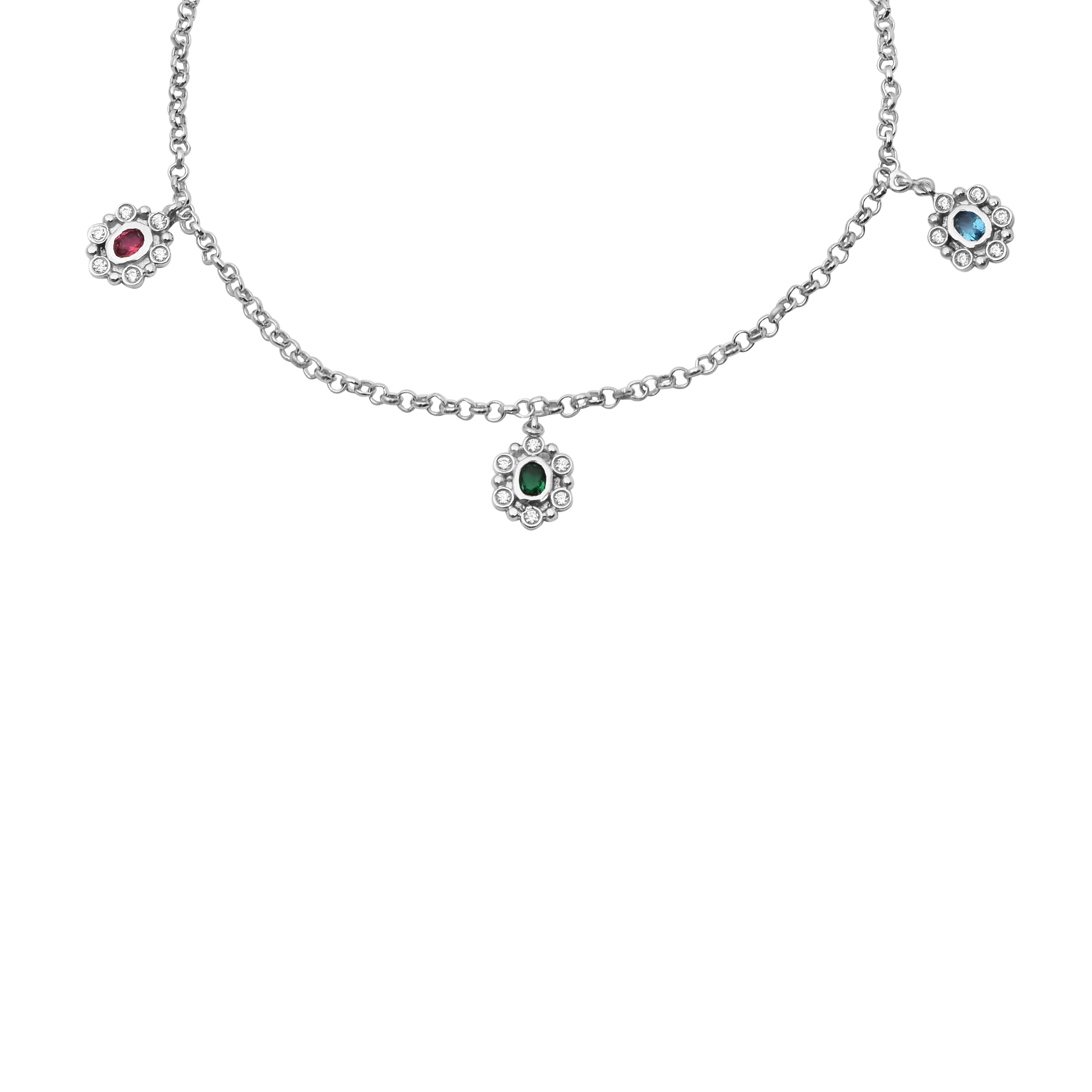 Dainty Chain Hanging Charms Multicolor Gemstone Anklet