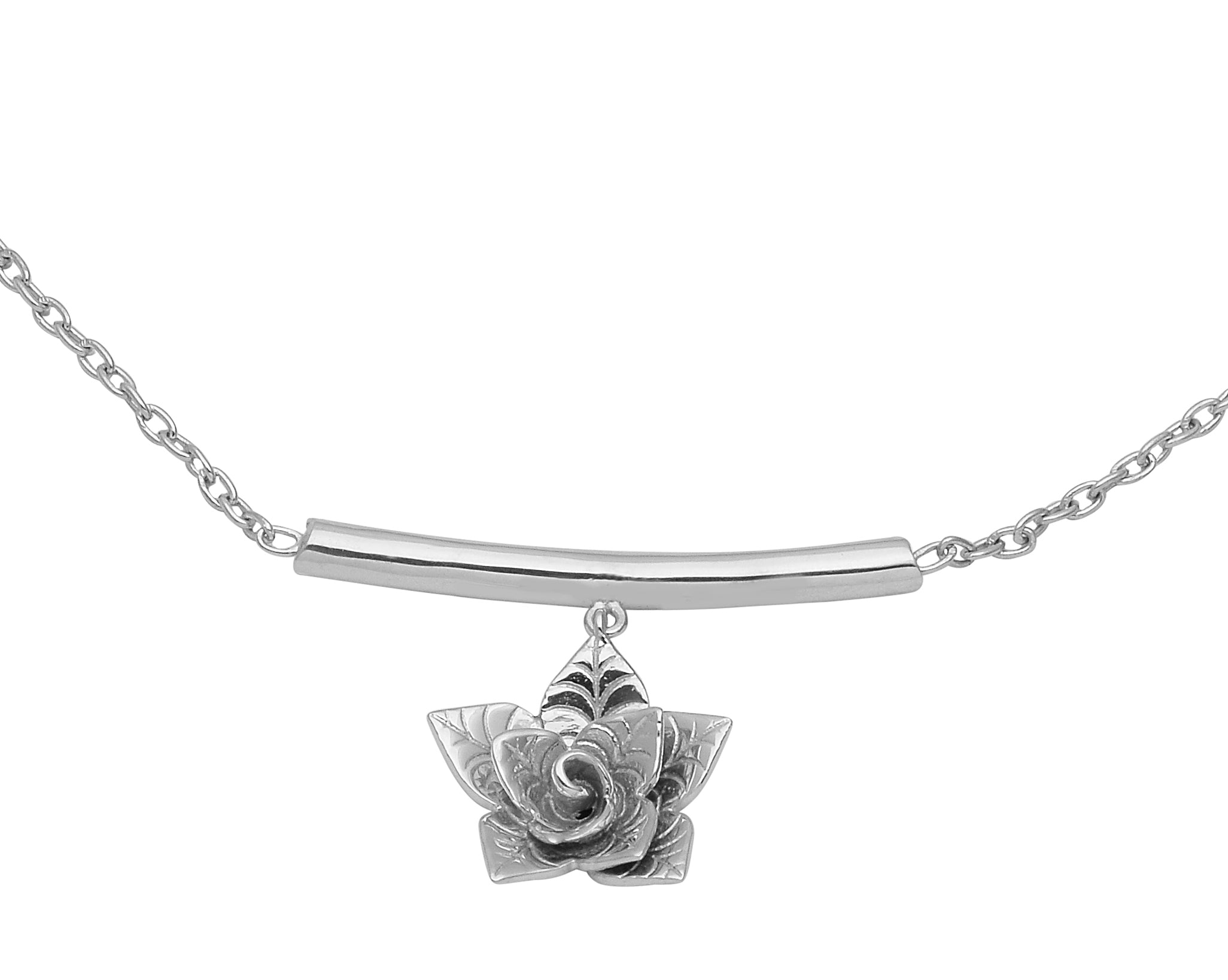 Floral Charm Curved Bar Accent Anklet