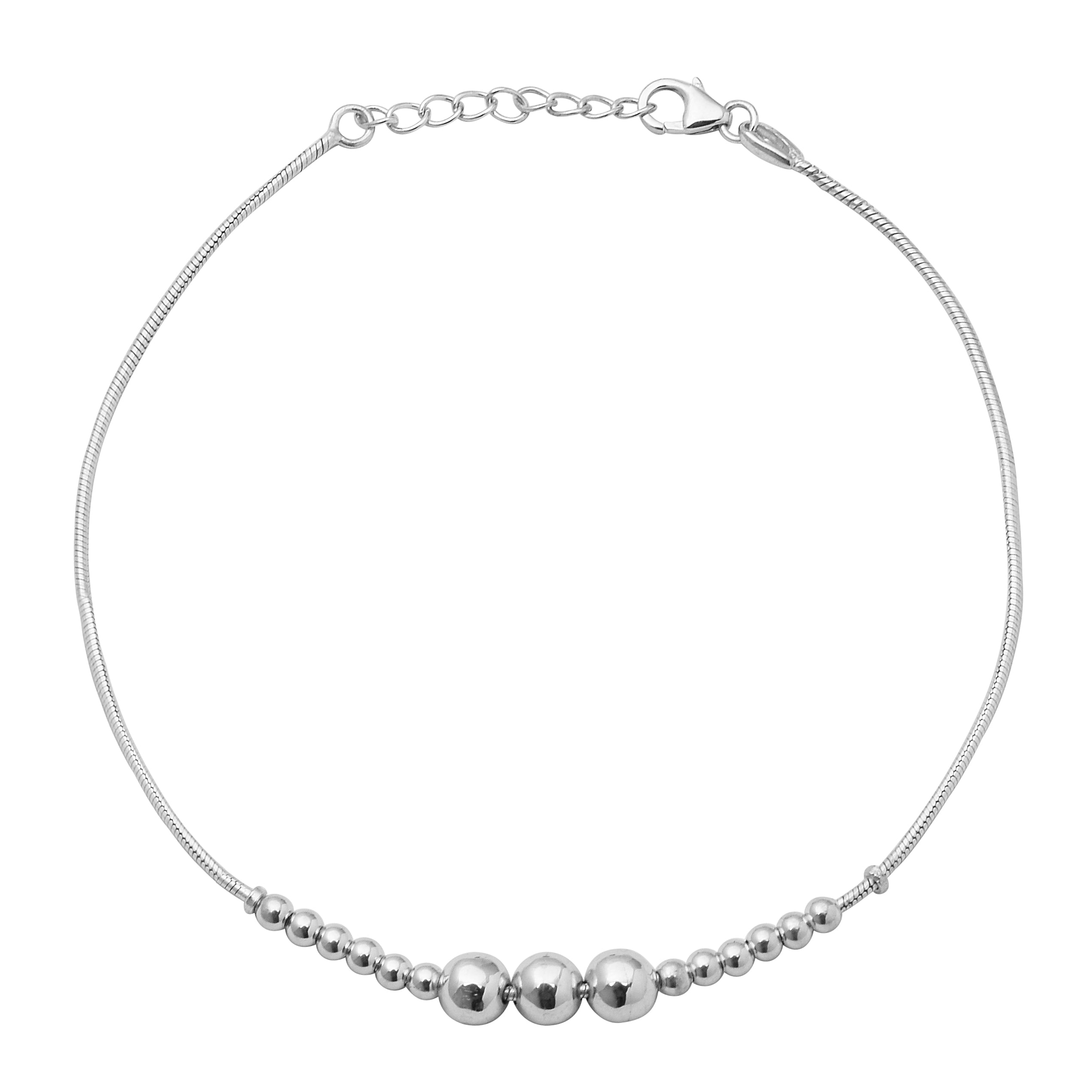 Snake Chain Graduated Ball Beads Anklet