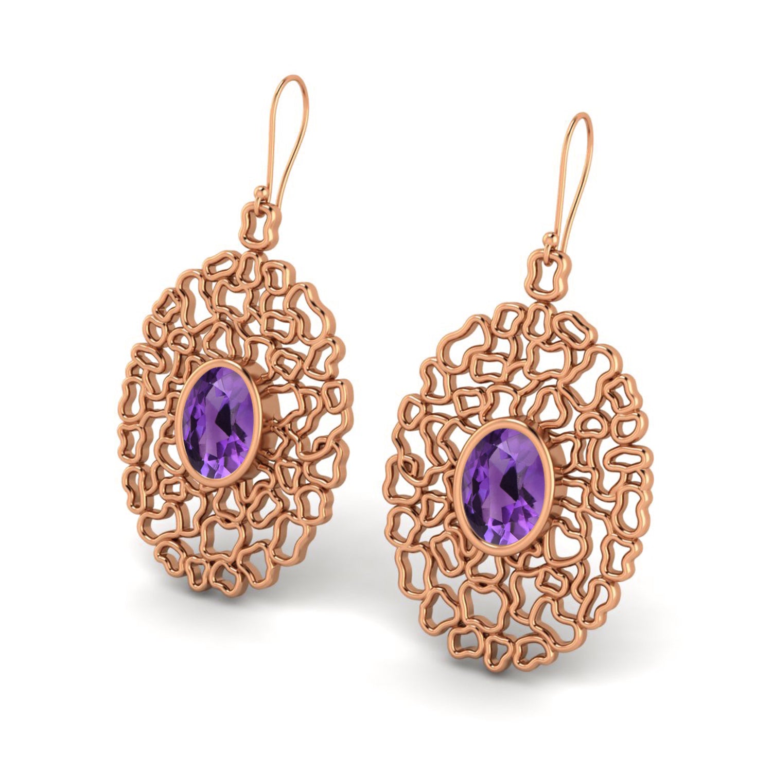 Black Spinel Filigree Drop Earrings - 925 Silver