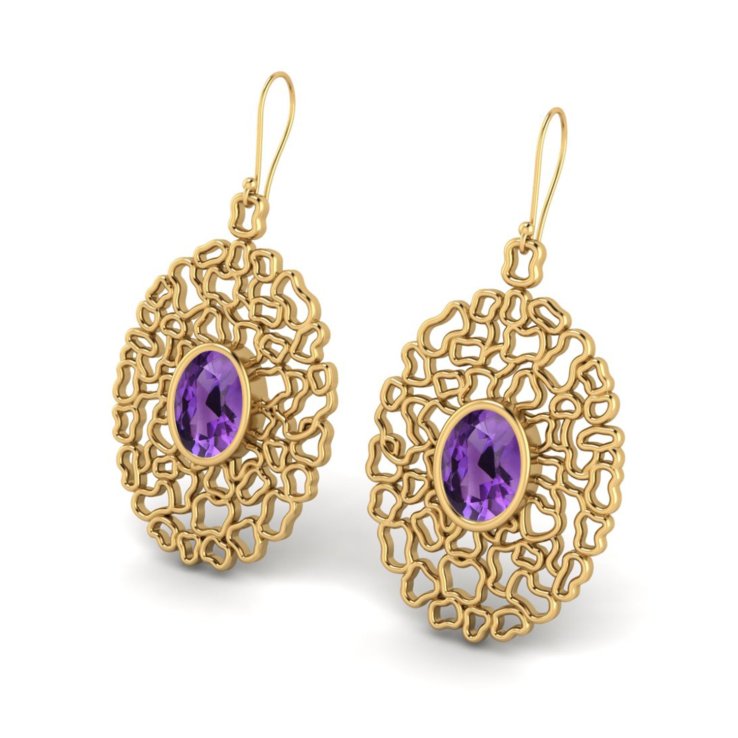 Black Spinel Filigree Drop Earrings - 925 Silver