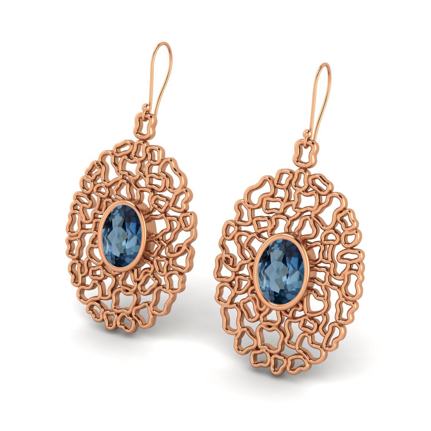 London Blue Topaz Sterling Silver Filigree Earrings