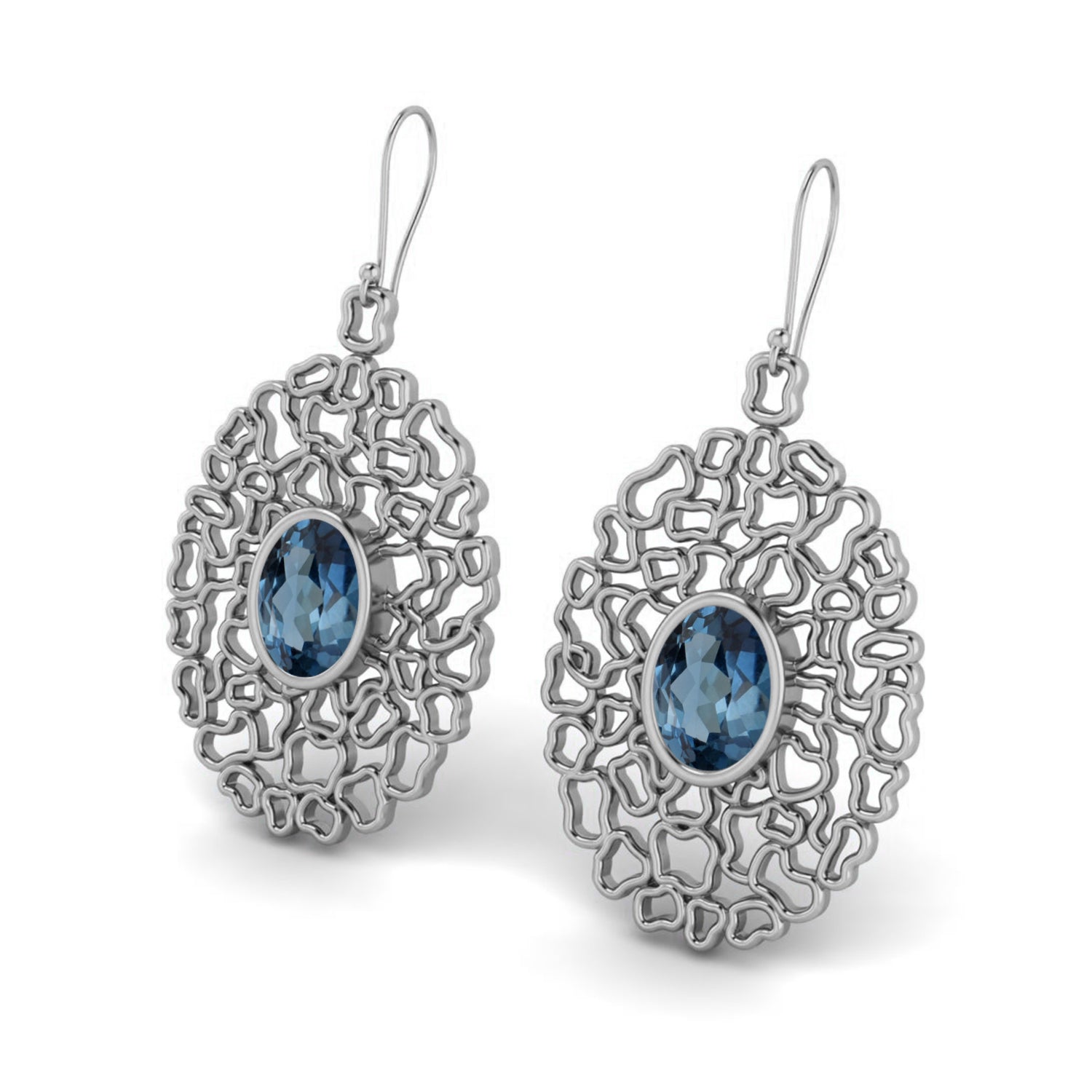London Blue Topaz Sterling Silver Filigree Earrings