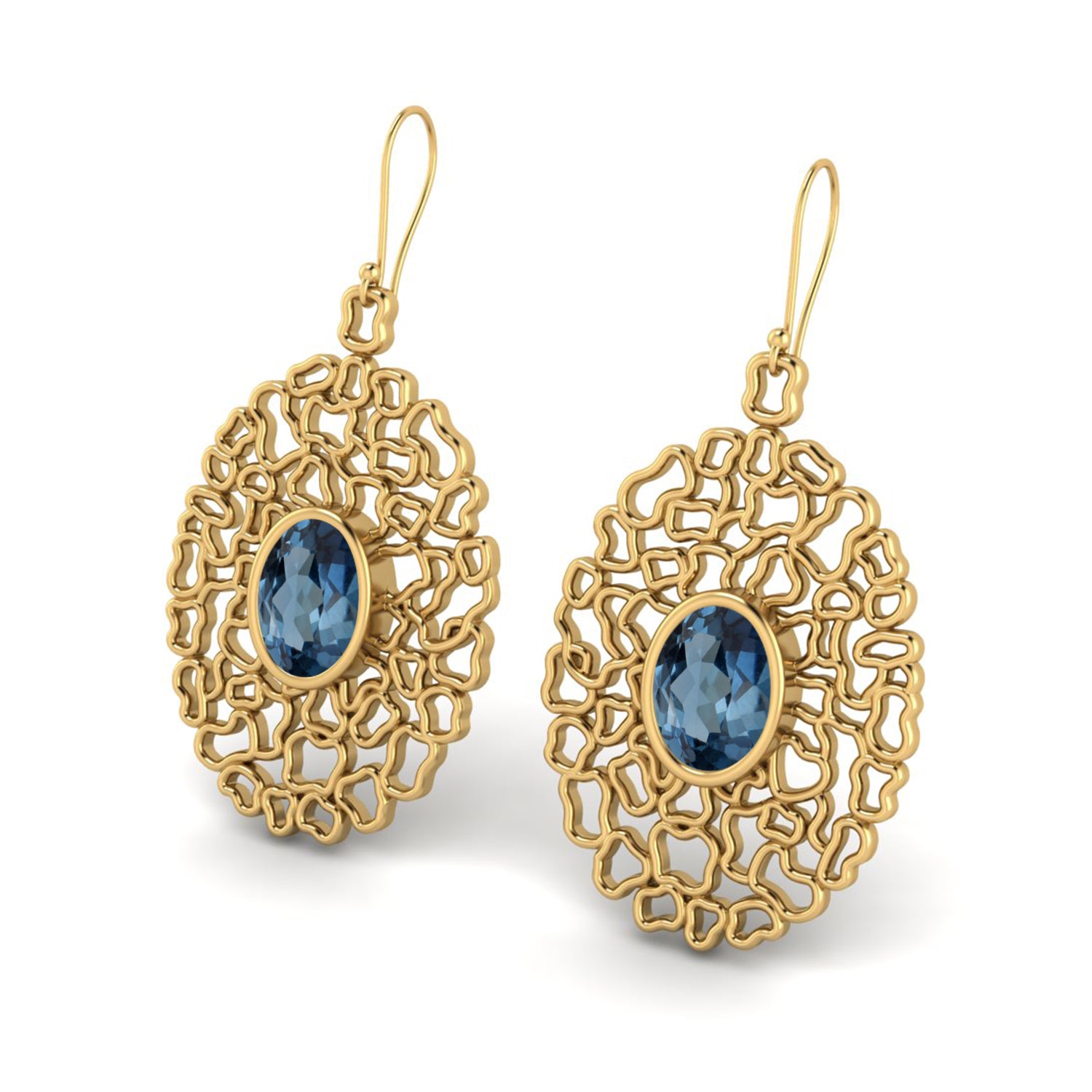 London Blue Topaz Sterling Silver Filigree Earrings