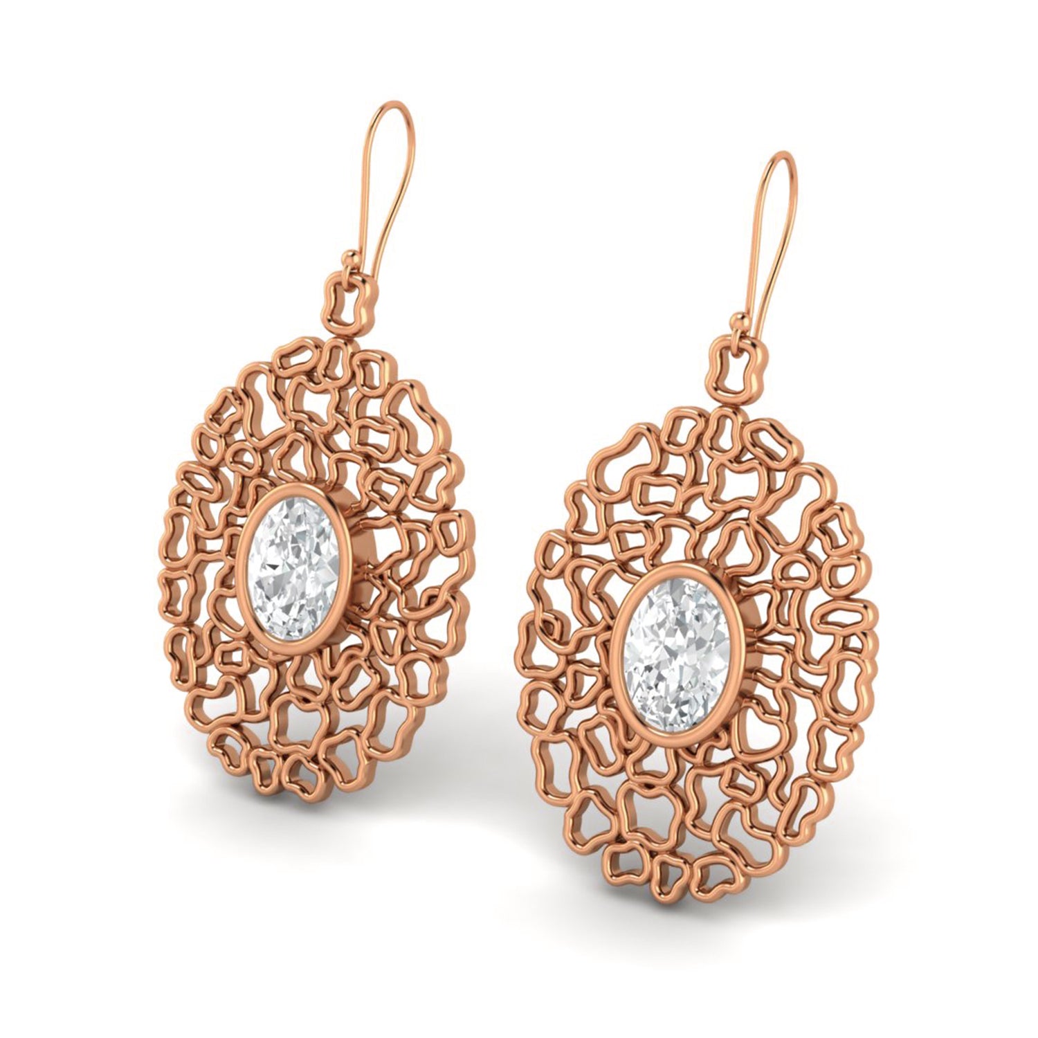 Moissanite Artistic Openwork Design Drop Earrings – Sterling Silver