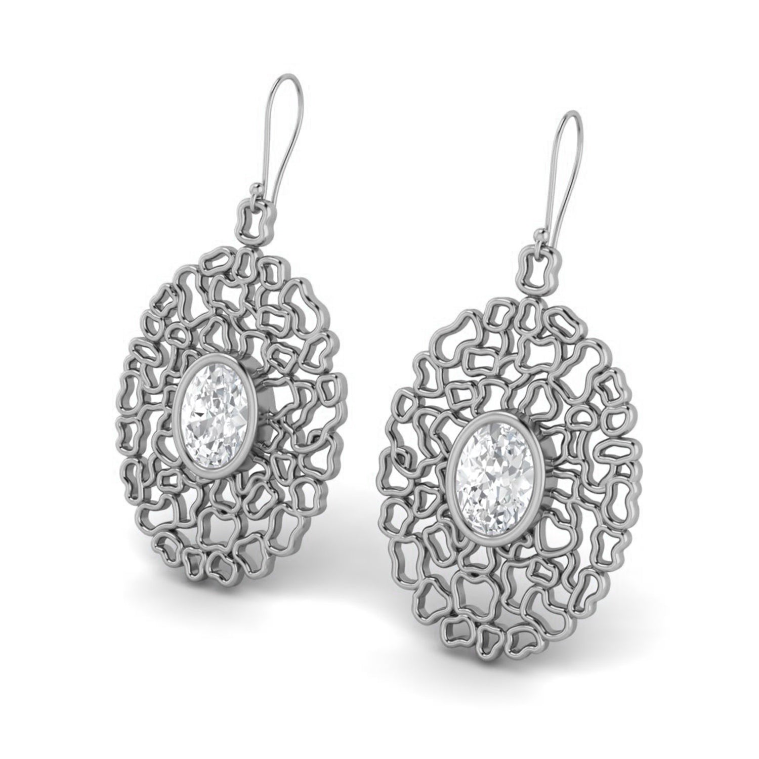 Moissanite Artistic Openwork Design Drop Earrings – Sterling Silver