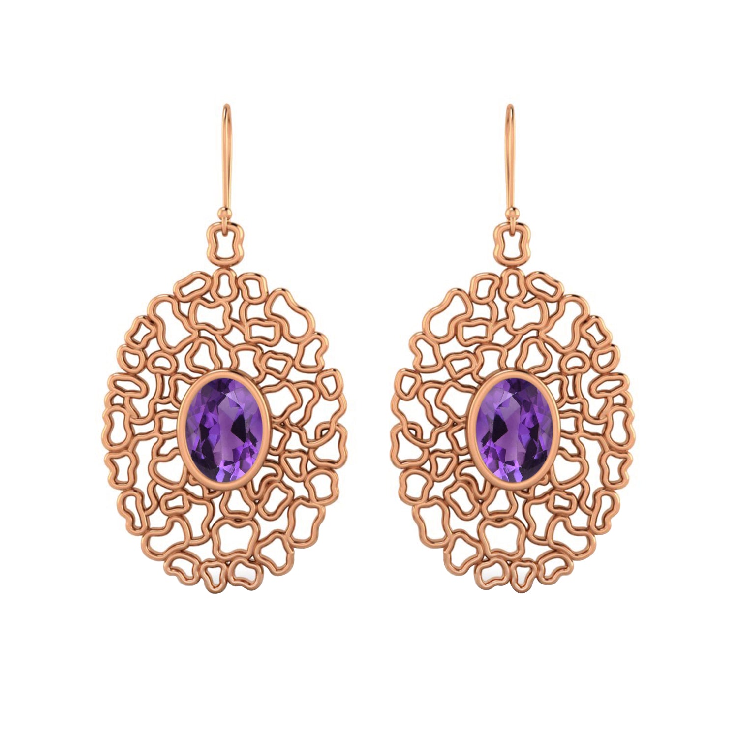 Black Spinel Filigree Drop Earrings - 925 Silver