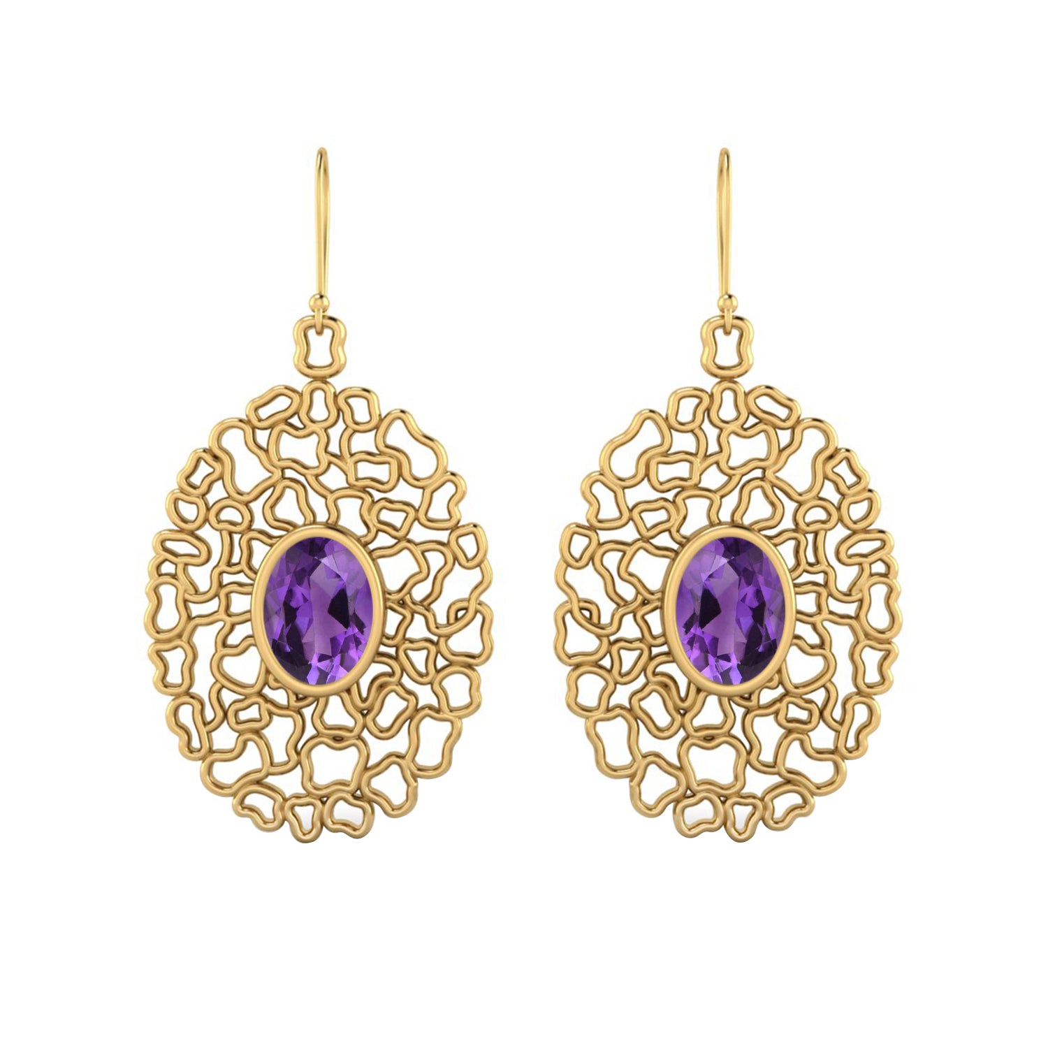 Black Spinel Filigree Drop Earrings - 925 Silver