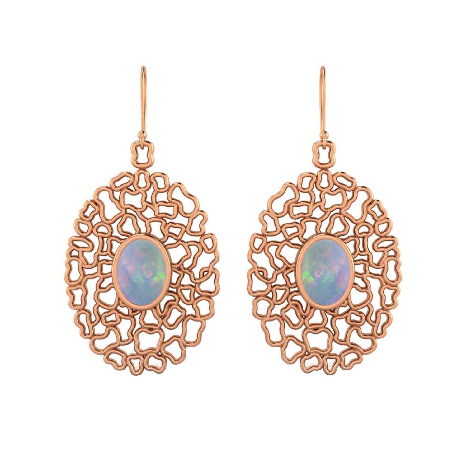 Opal Filigree Drop Earrings - 925 Silver