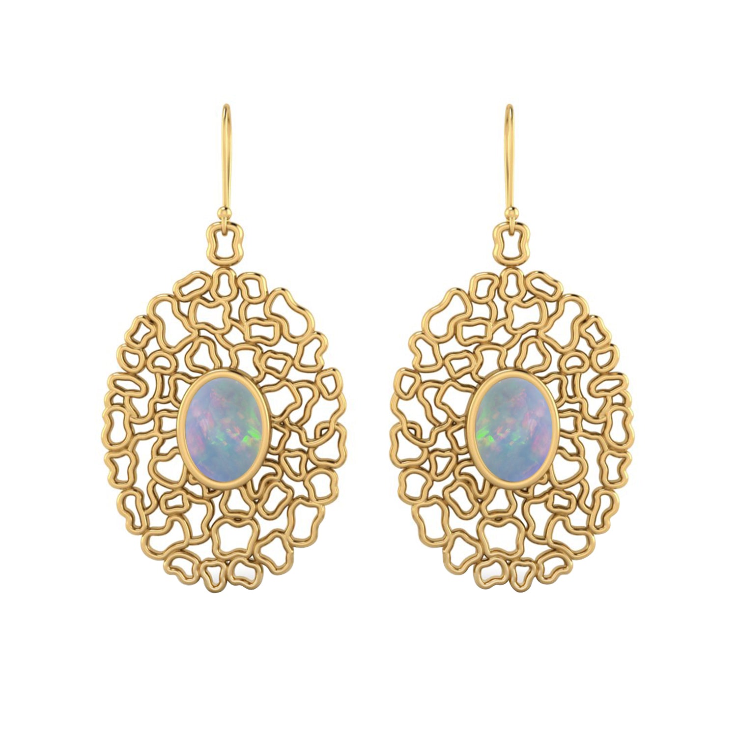 Opal Filigree Drop Earrings - 925 Silver