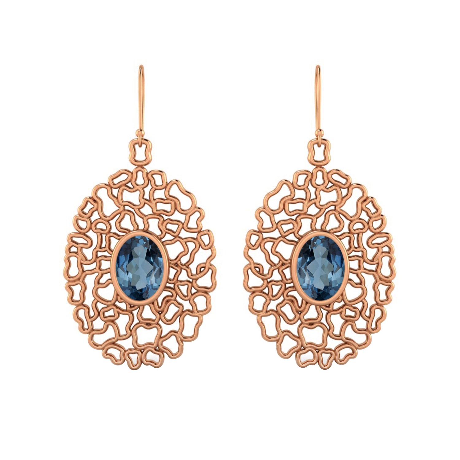 London Blue Topaz Sterling Silver Filigree Earrings
