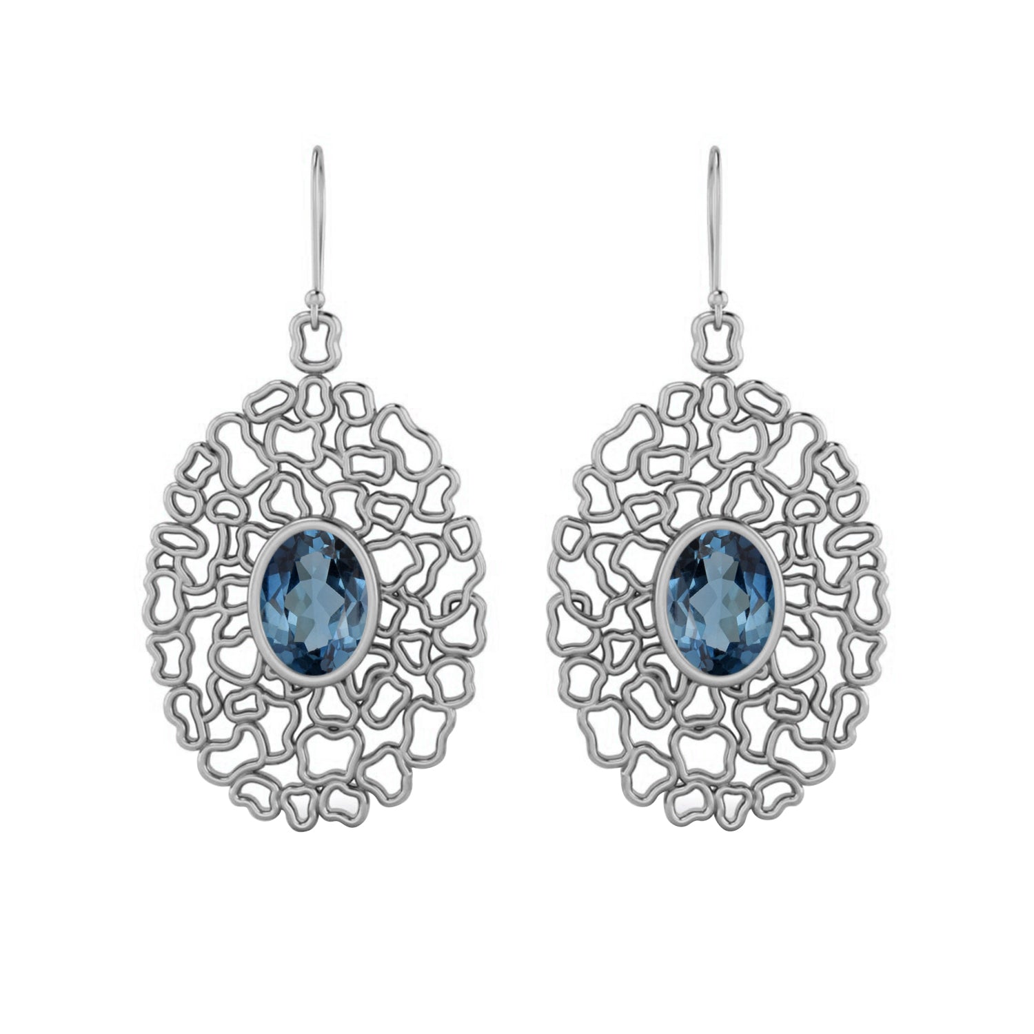 London Blue Topaz Sterling Silver Filigree Earrings