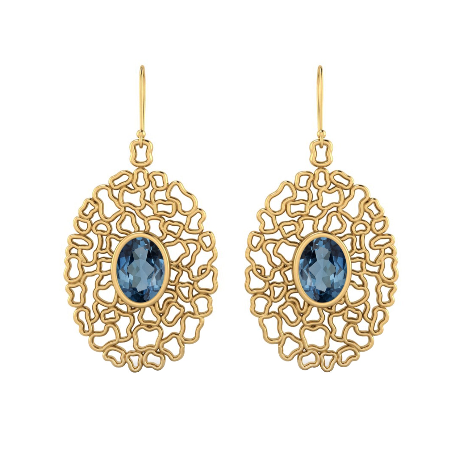 London Blue Topaz Sterling Silver Filigree Earrings