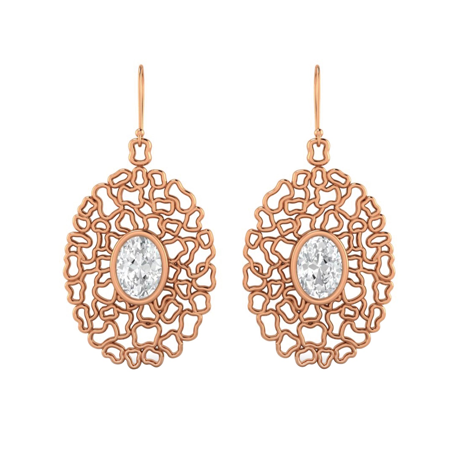 Moissanite Artistic Openwork Design Drop Earrings – Sterling Silver
