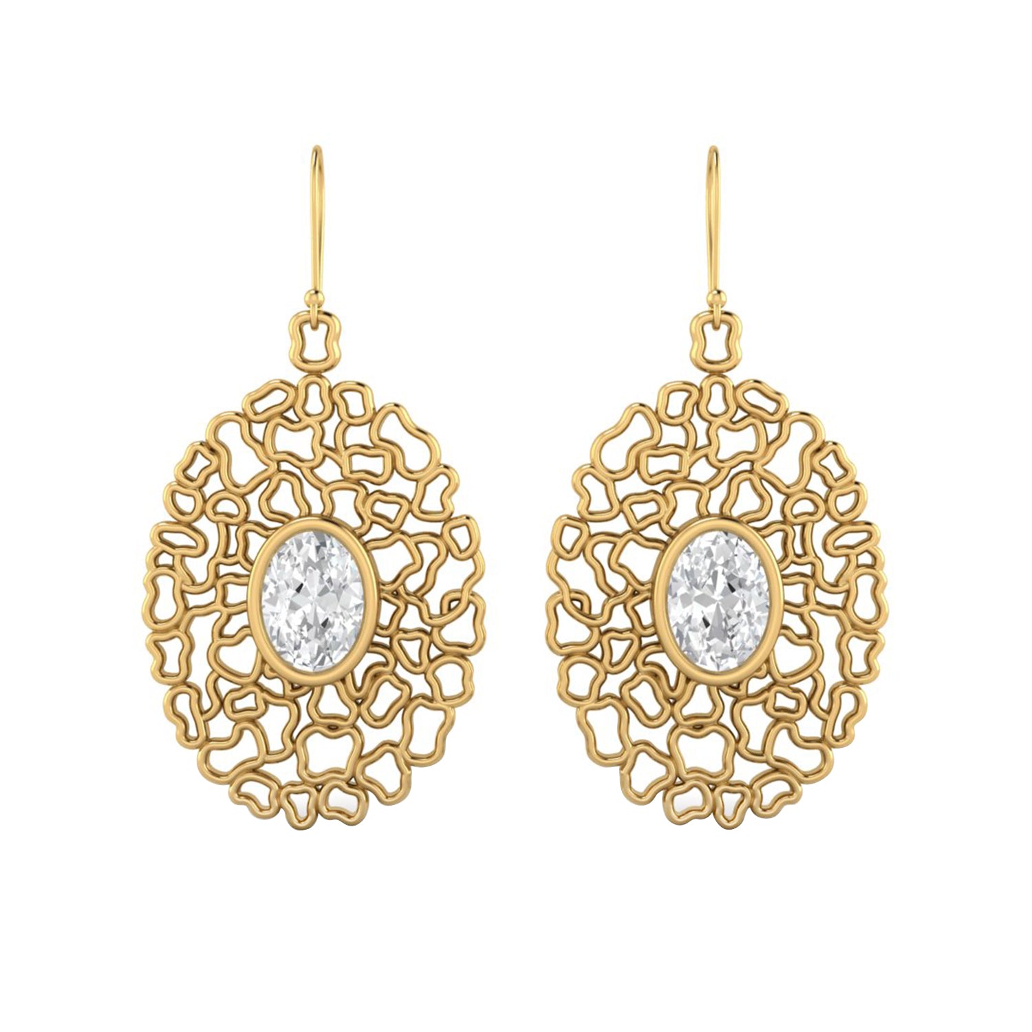 Moissanite Artistic Openwork Design Drop Earrings – Sterling Silver