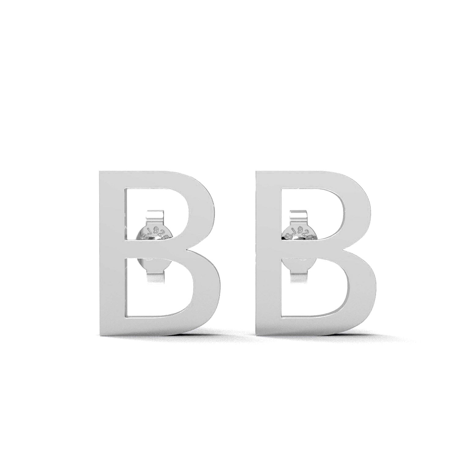 Initial "B" Monogram Stud Earring – Sterling Silver