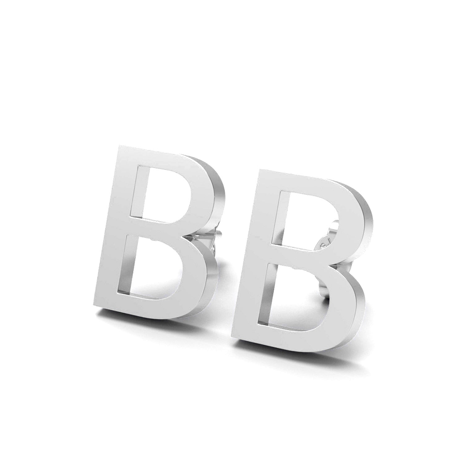 Initial "B" Monogram Stud Earring – Sterling Silver