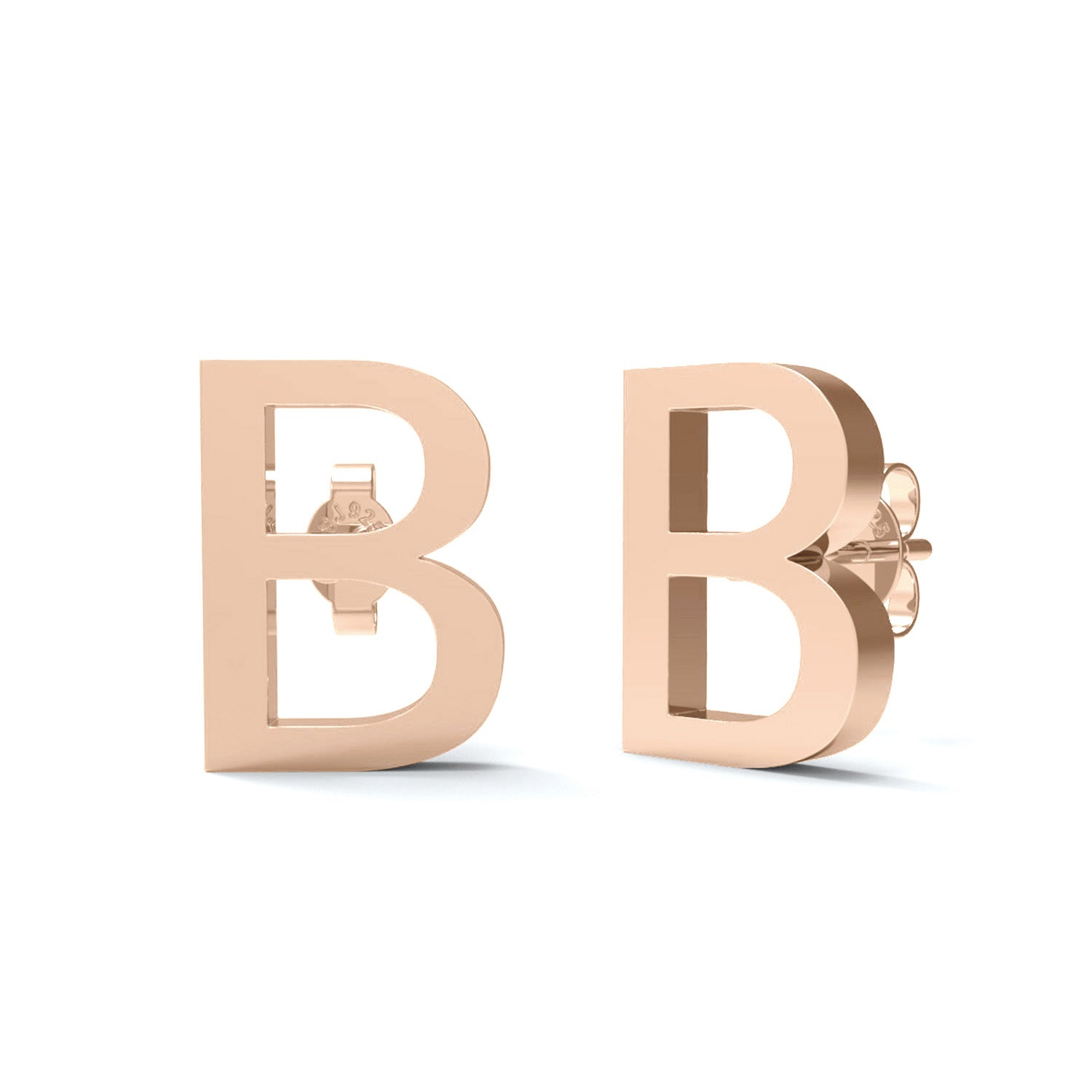 Initial "B" Monogram Stud Earring – Sterling Silver