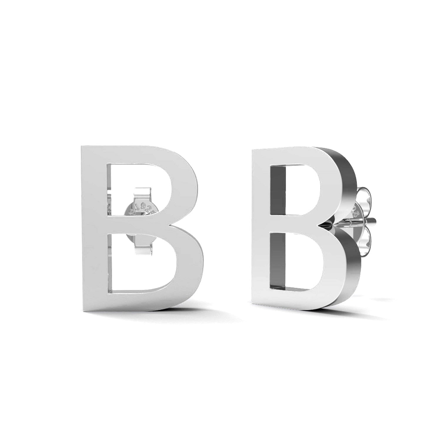Initial "B" Monogram Stud Earring – Sterling Silver