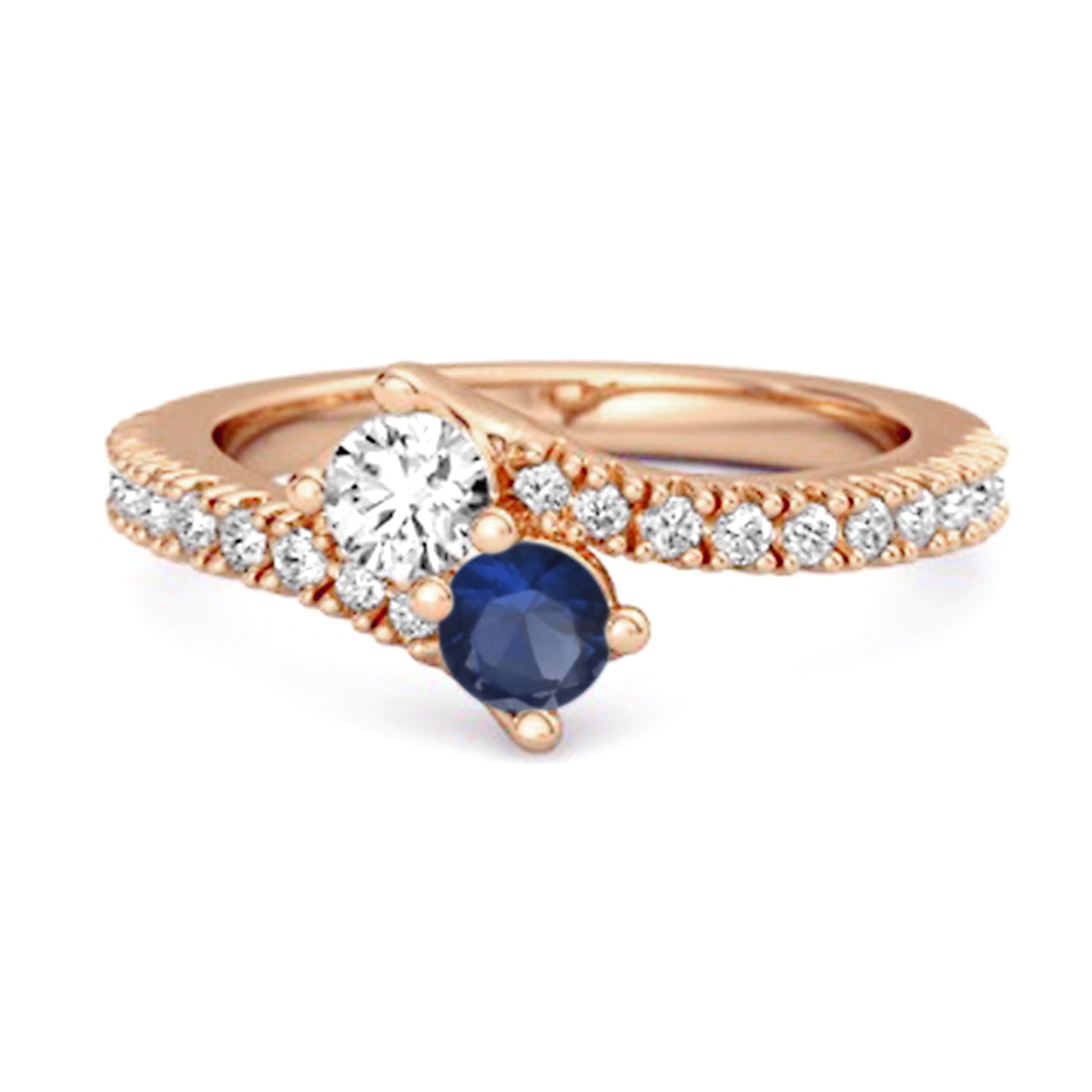 Blue Sapphire Bypass Ring – Sterling Silver