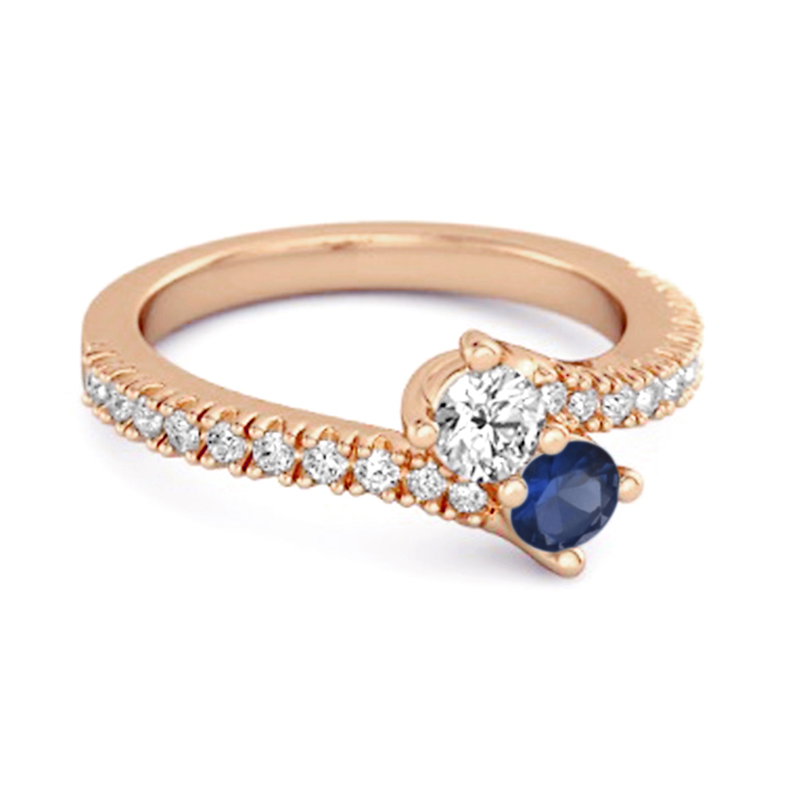 Blue Sapphire Bypass Ring – Sterling Silver