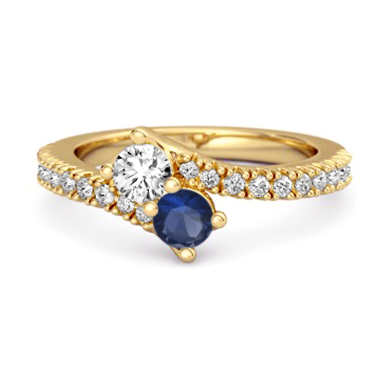 Blue Sapphire Bypass Ring – Sterling Silver