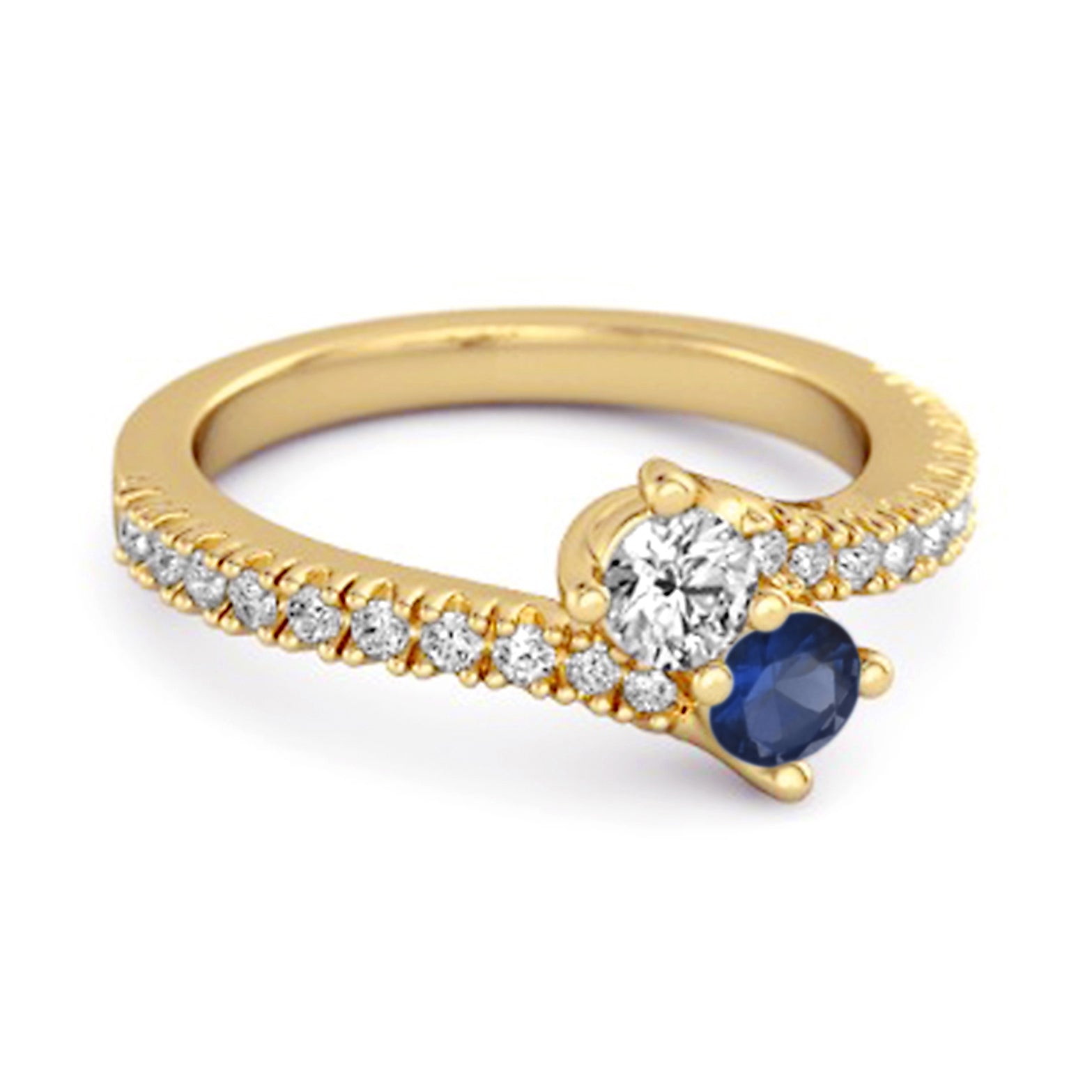 Blue Sapphire Bypass Ring – Sterling Silver