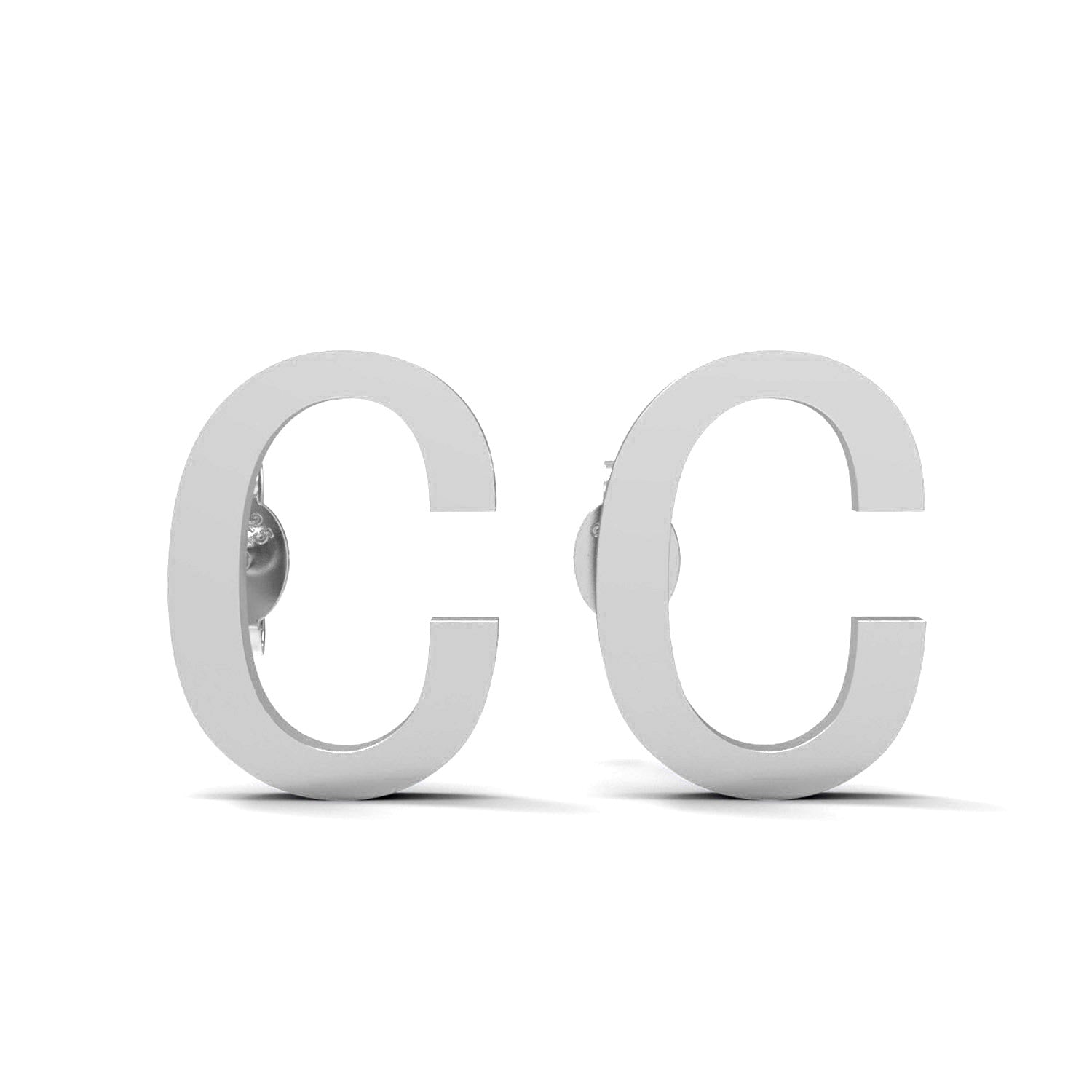 Initial "C" Monogram Stud Earring – Sterling Silver