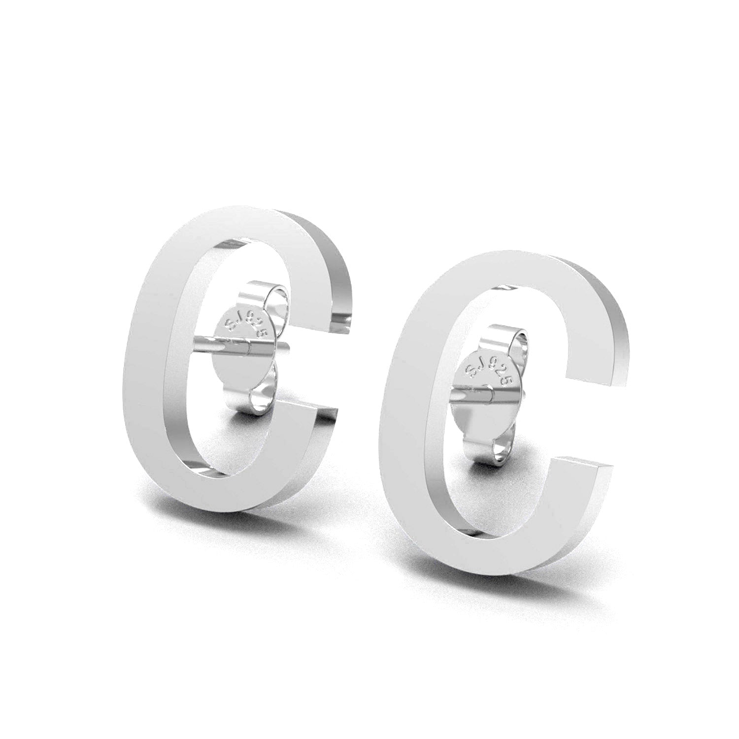 Initial "C" Monogram Stud Earring – Sterling Silver