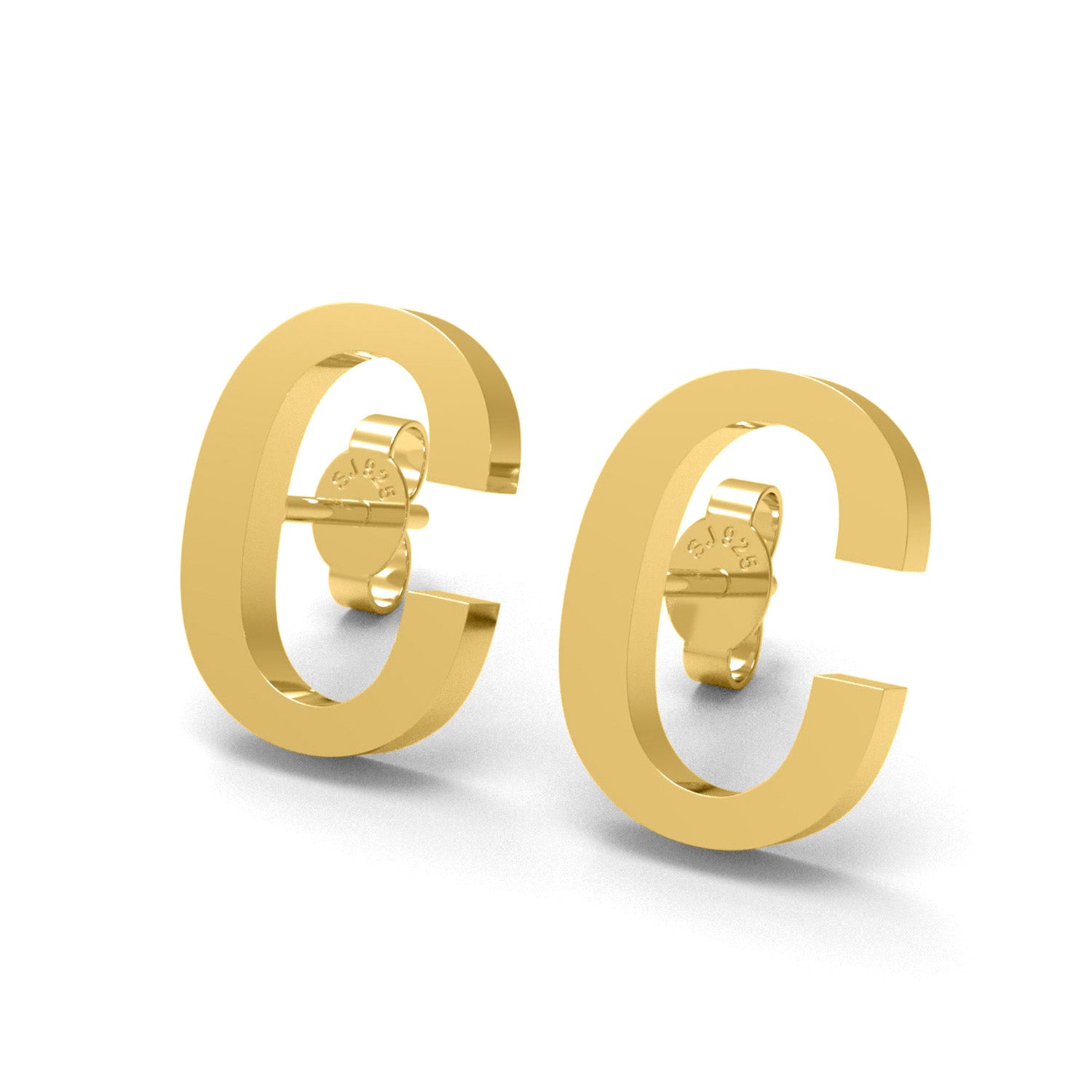 Initial "C" Monogram Stud Earring – Sterling Silver