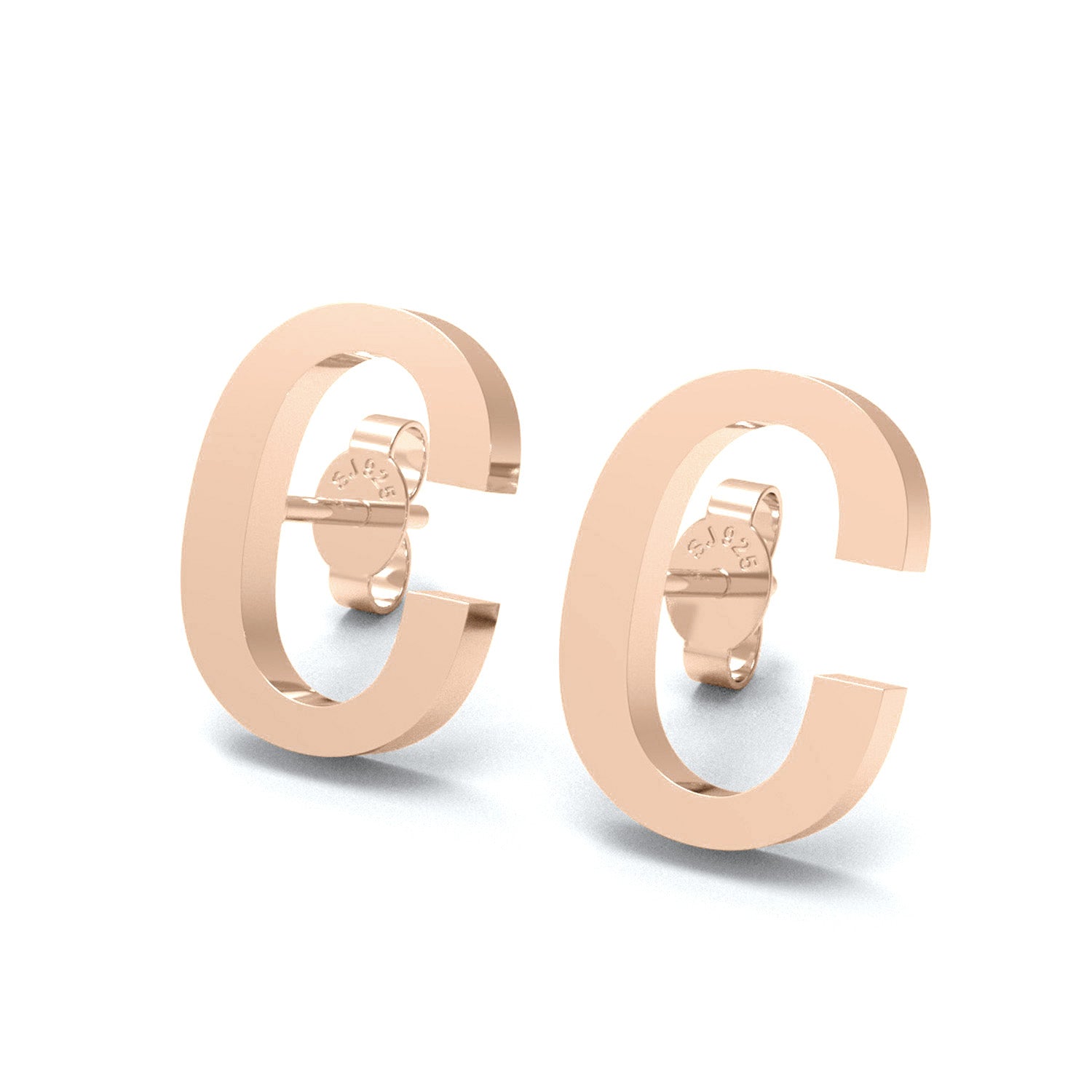 Initial "C" Monogram Stud Earring – Sterling Silver